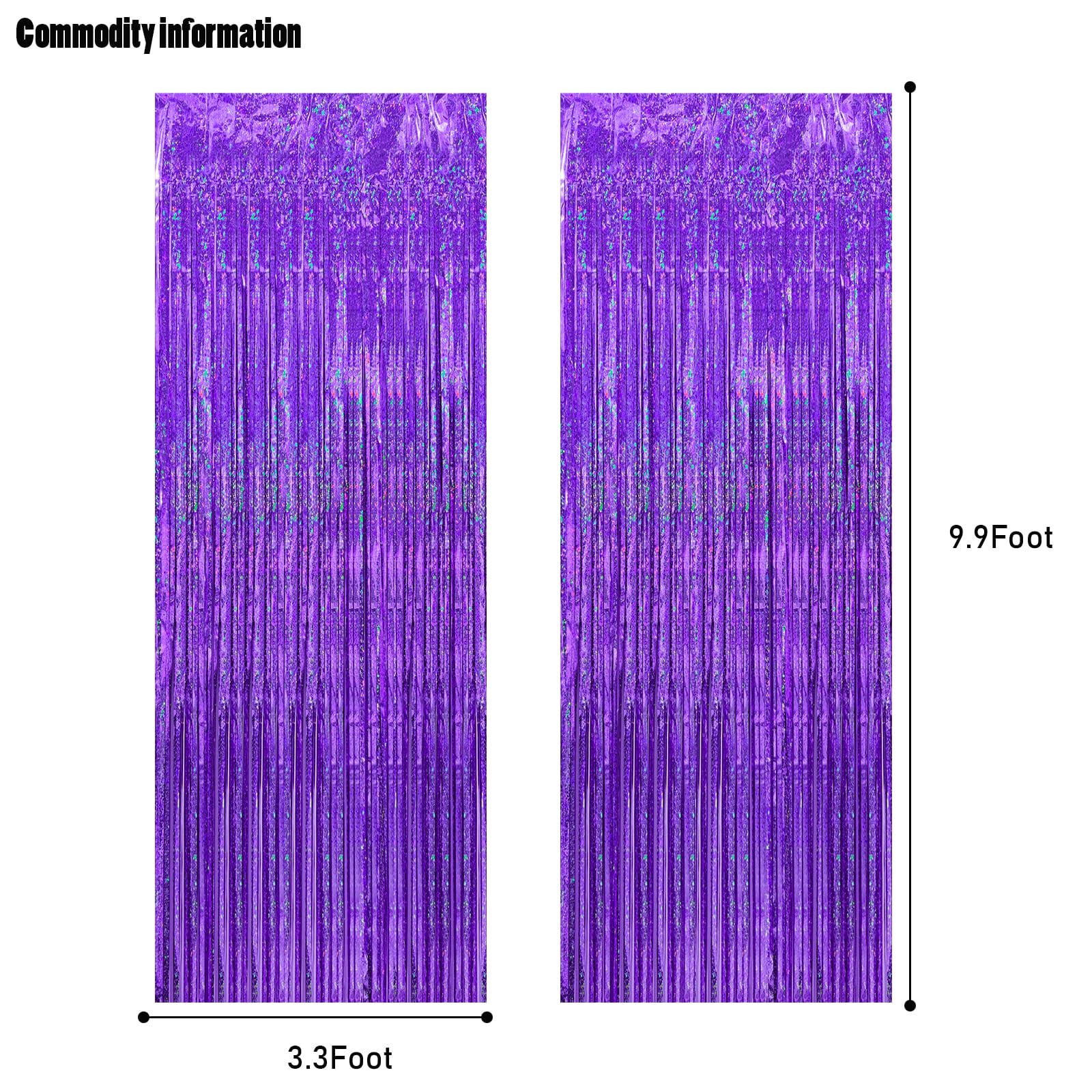 Canrevel 2 Pack 3.3X8.2 Feet Laser Purple Foil Fringe Backdrop Curtains, Glitter Tinsel Streamers For Mermaid Birthday Party Dec