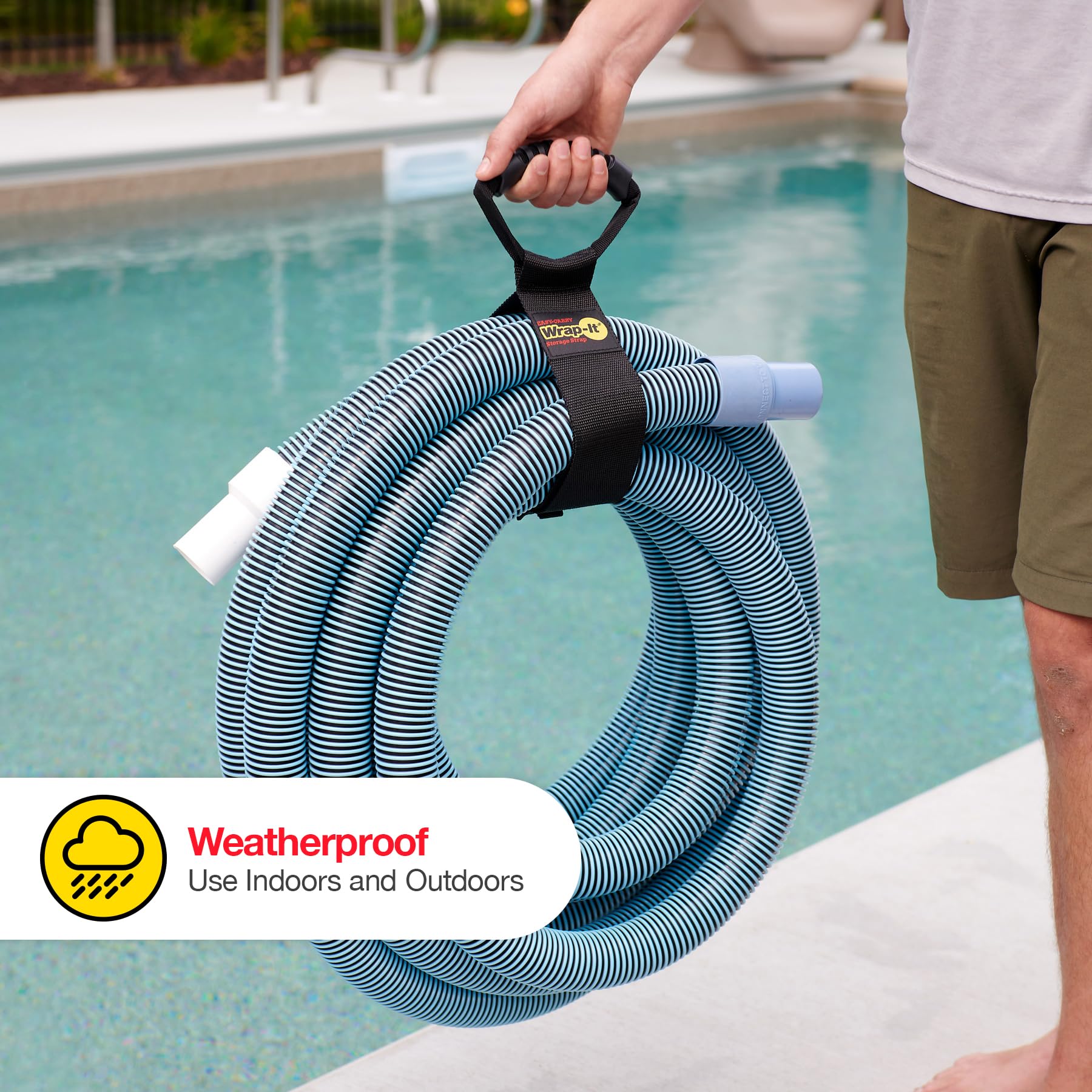Easy Carry Wrap It Storage Straps   Assorted 3 Pack Black   Hook And Loop Straps With A Carrying Handle For Garden Hose, Extensi
