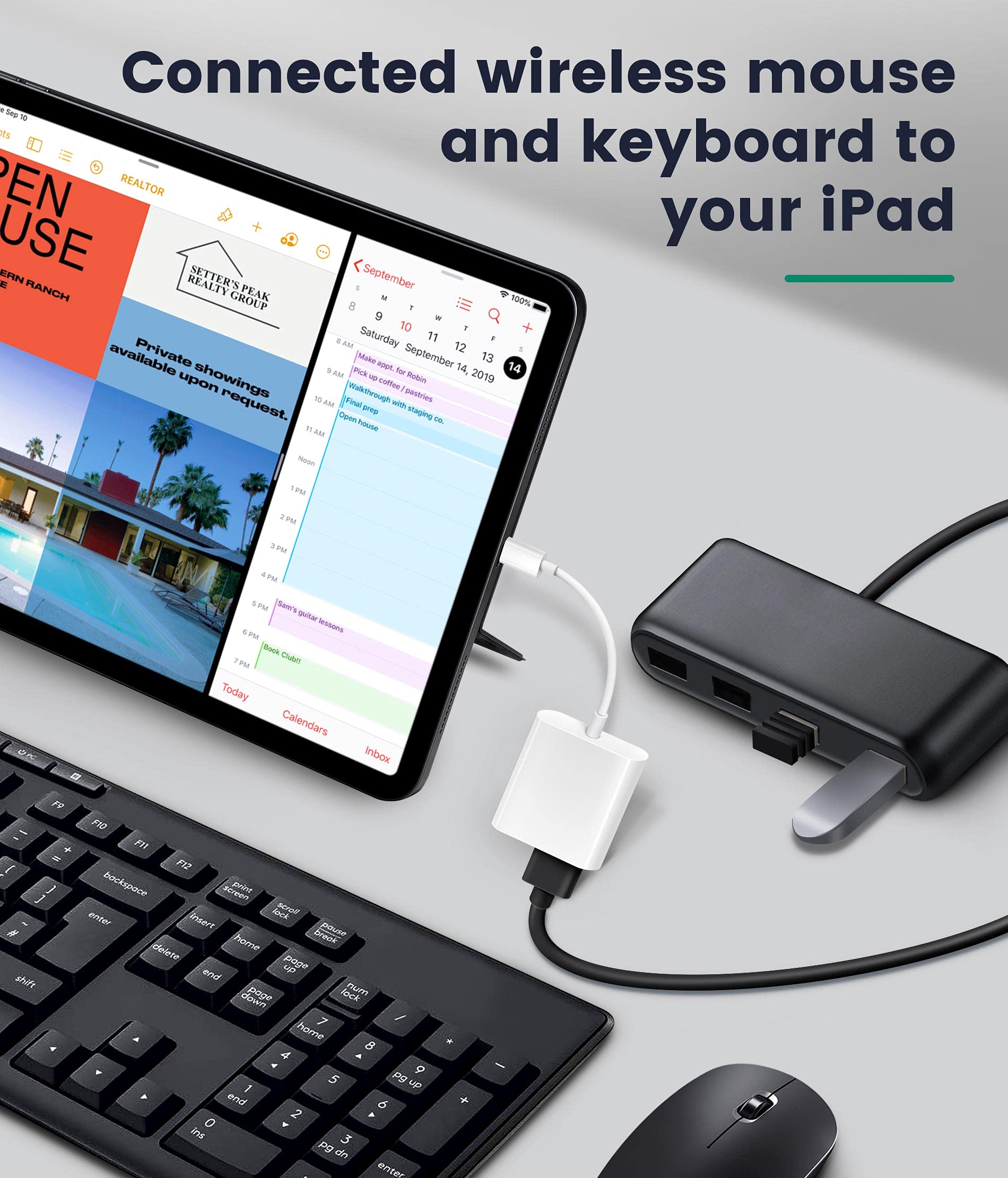Bqbersyn Usb Adapter For Ipad/Iphone, Lightning To Usb Female Otg Adapter Compatible With Sd Card Reader/Usb Flash Drive/Microph