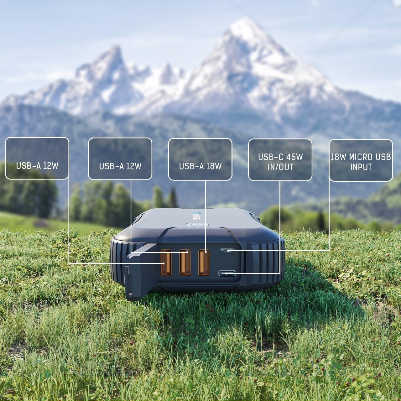 30000Mah 45W Usb C Rugged & Waterproof Laptop Power Bank, Heavy Duty Portable Charger For Outdoor, Camping, For Iphone 16, 15, Ipad, Samsung S24, S23, Android, Steam Deck, Macbook, Chromebook