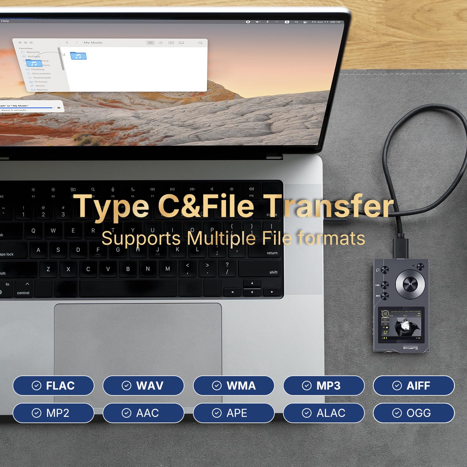 Surfans F20 Hifi Mp3 Player With Bluetooth, Lossless Dsd High Resolution Digital Audio Music Player, High Res Portable Audio Pla
