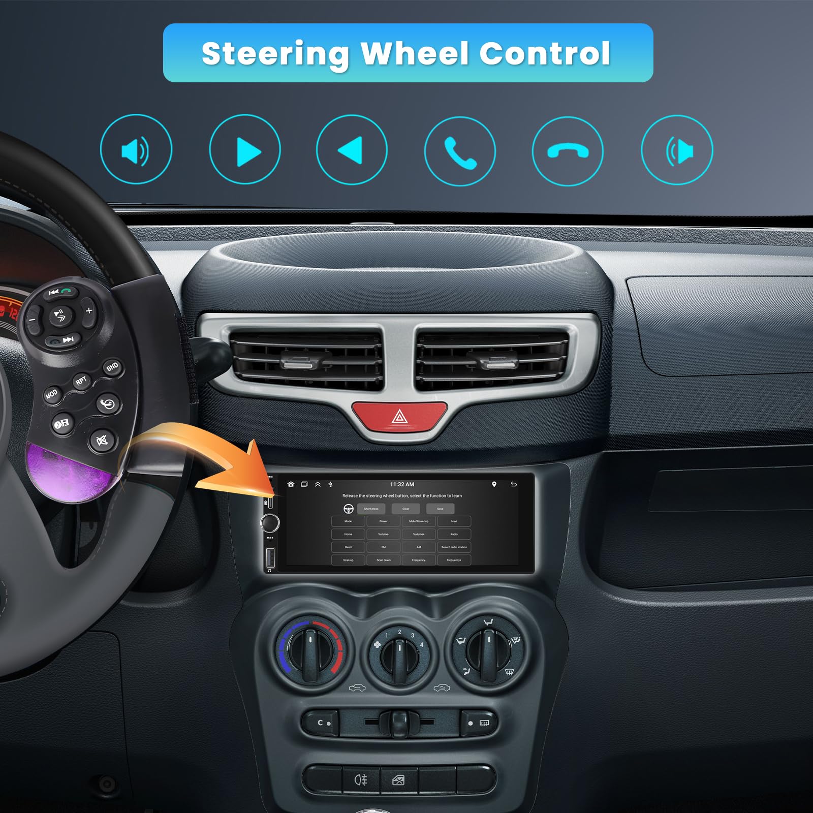 Inefala 6.9 Inch Single Din Car Stereo With Wireless Carplay Android Auto Hd Touchscreen Radio Receiver With Bluetooth 5.1 Audio