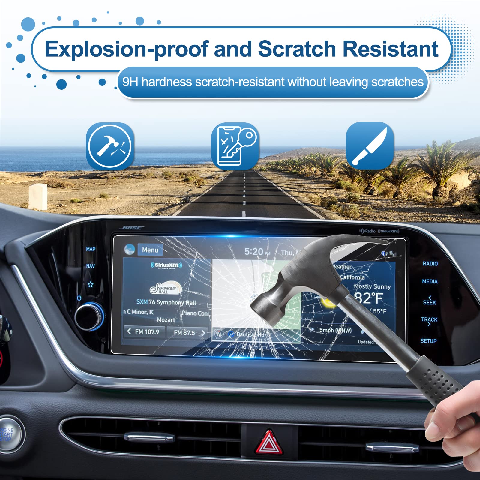 Coleya 2020 2021 2022 2023 Sonata/Sonata Hybrid Screen Protector For Hyundai Sonata (Sel/Sel Plus/N Line/Limited) 10.25 Inch Tou