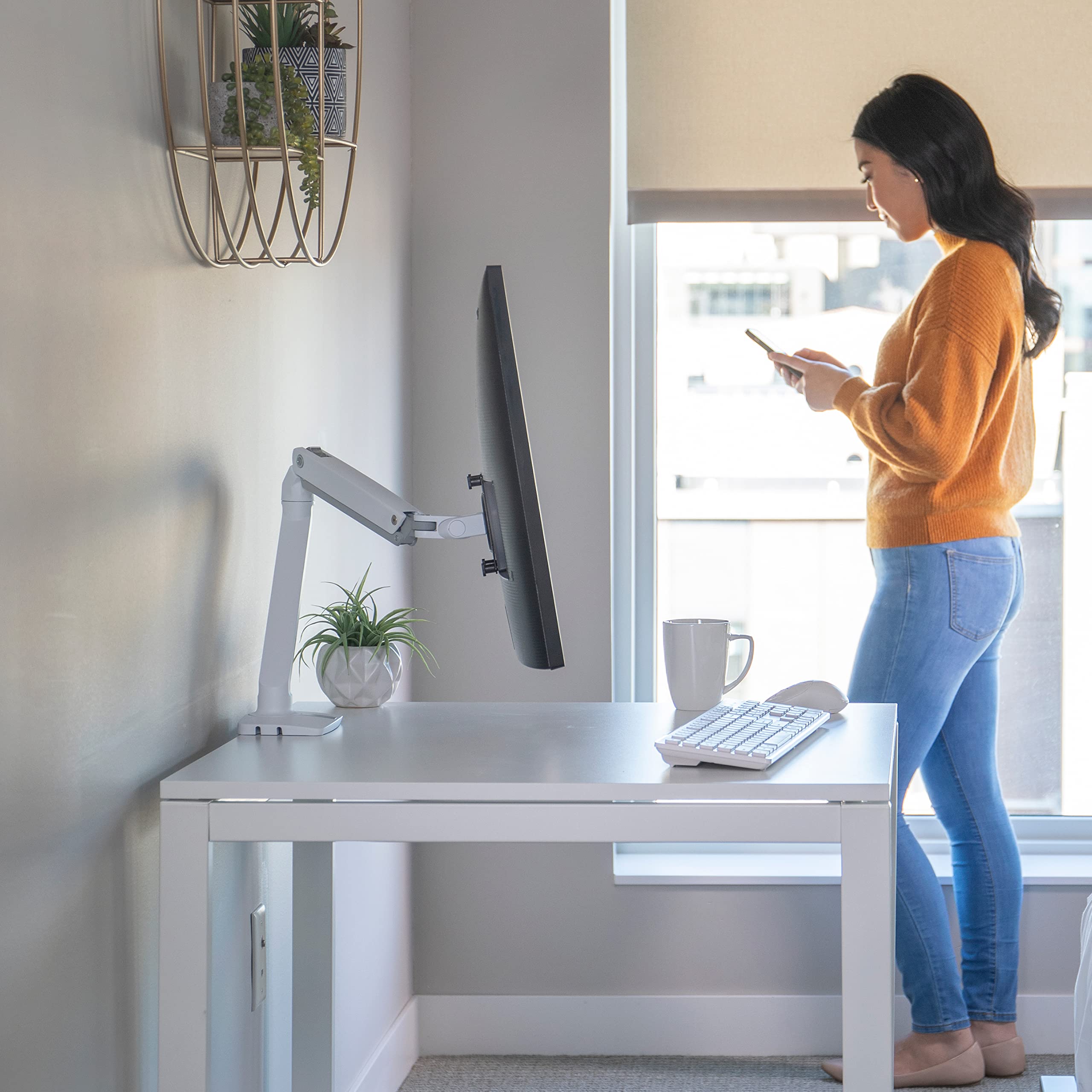Ergotron � MXV Single Monitor Arm, VESA Desk Mount � for Monitors Up to 34 Inches, 7 to 20 lbs � White