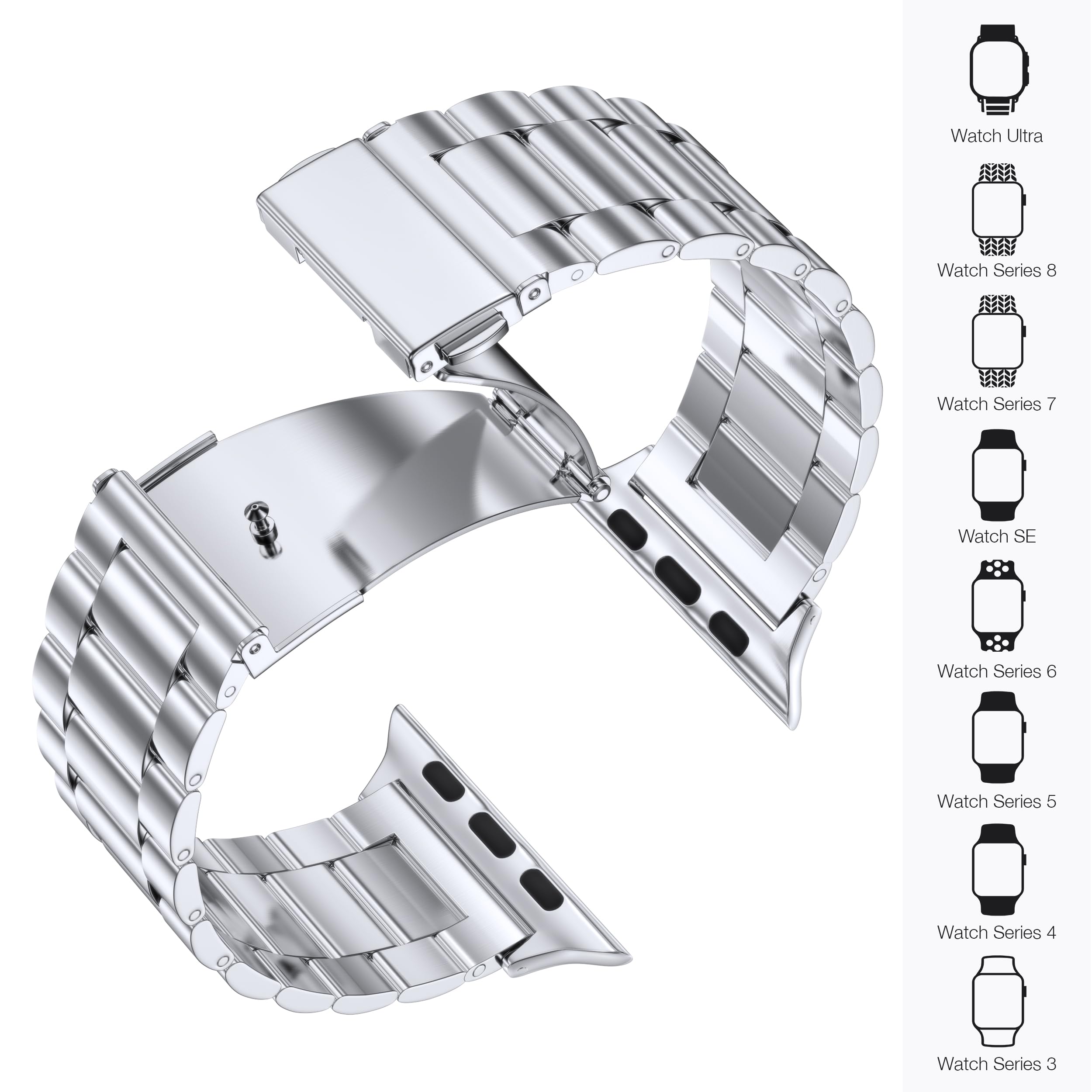 Epuly Compatible With Apple Watch Band 42Mm 44Mm 45Mm 38Mm 40Mm 41Mm, Business Stainless Steel Metal Wristband For Iwatch Se & S