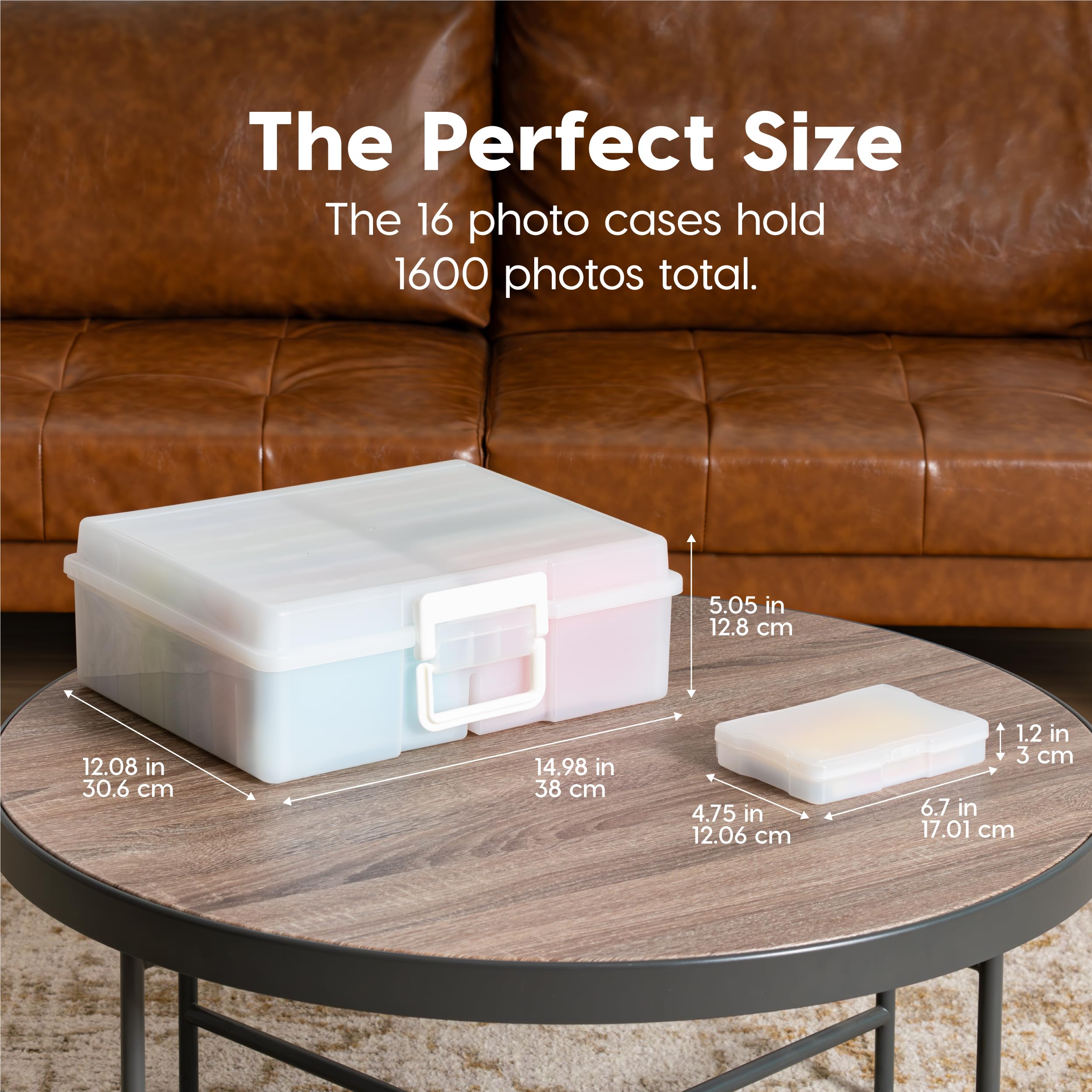 Iris Usa 4''X 6'' Photo Storage Box Container Keeper Organizer, 2 Pack, Main Container With 16 Organization Cases For Pictures C