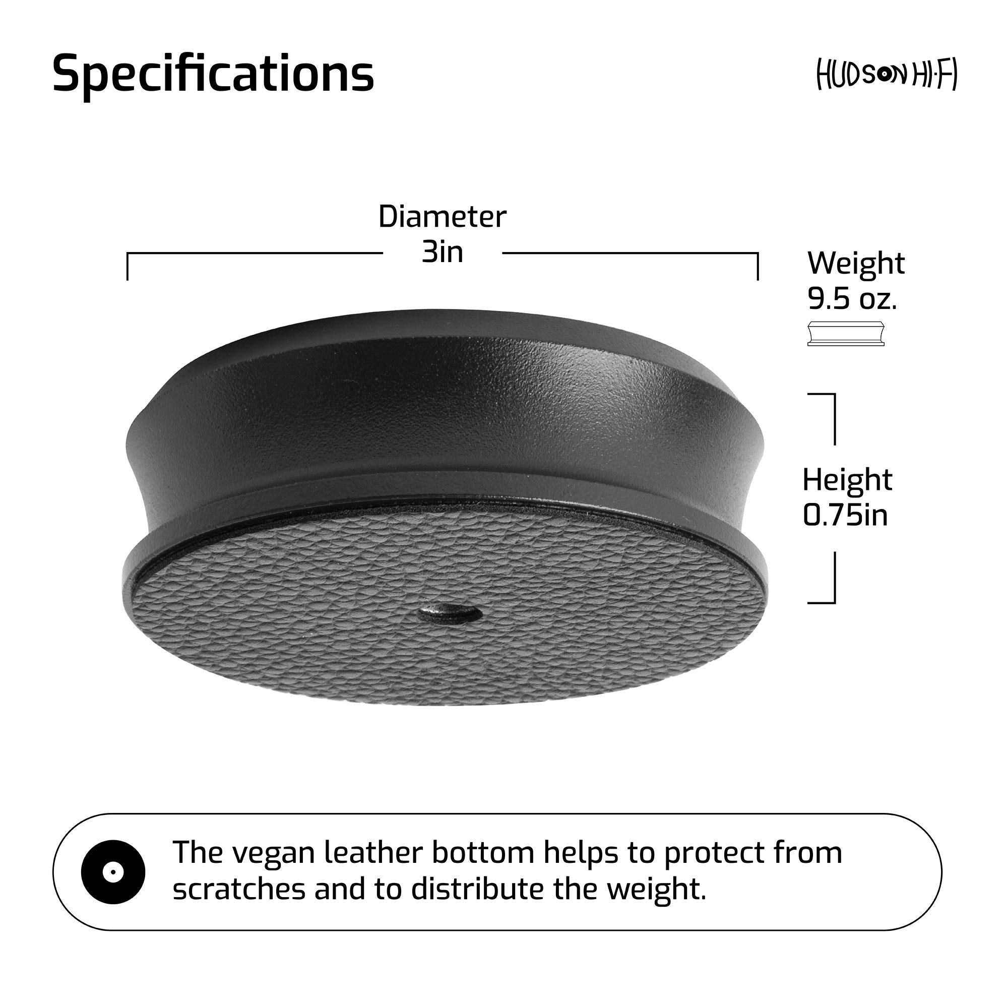 Hudson Hi Fi Smallben Record Weight Stabilizer With Protective Leather Pad   9 Ounce Vinyl Turntable Weight   Durable & Stylish