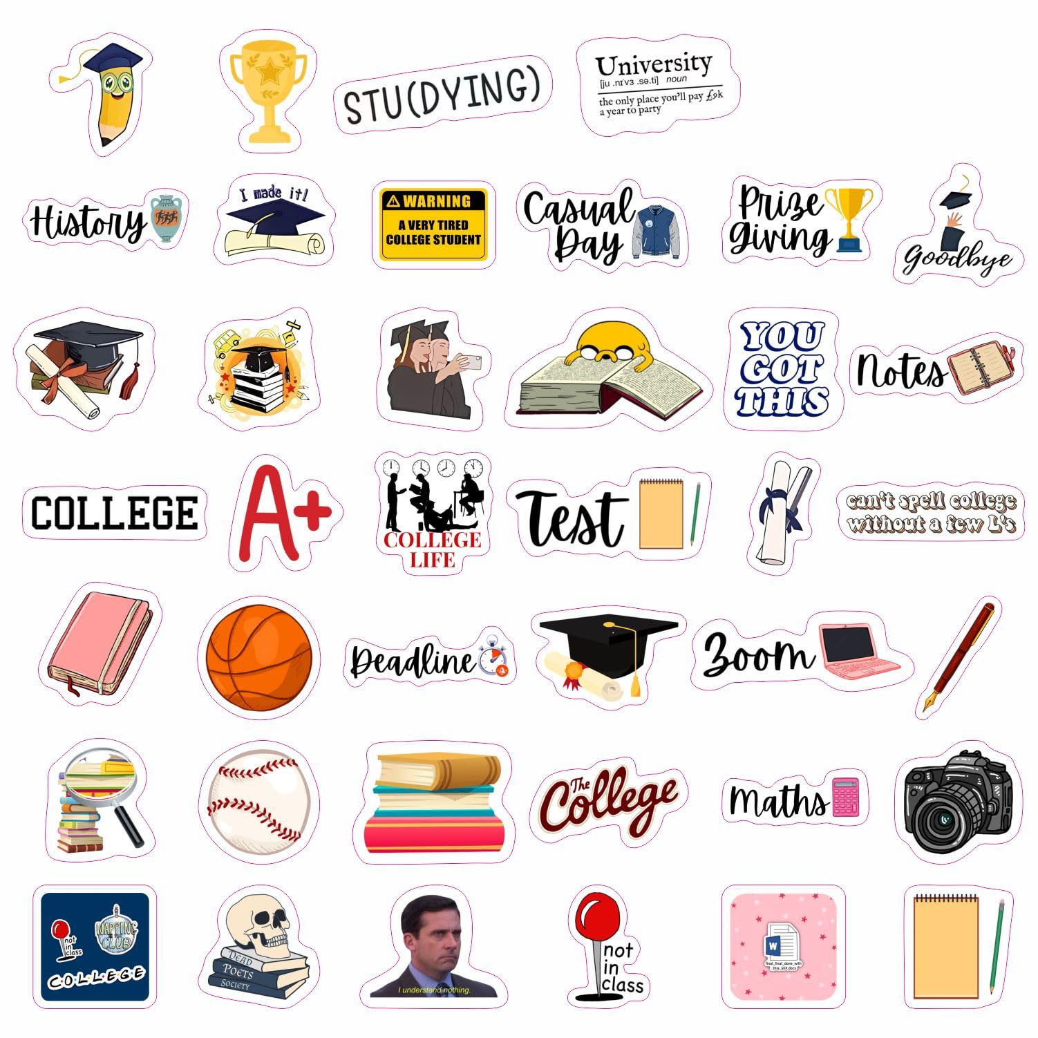 College Stickers For Water Bottles, Planners, Laptops Decals   College Party Supplies, College Party Decorations   College Gifts
