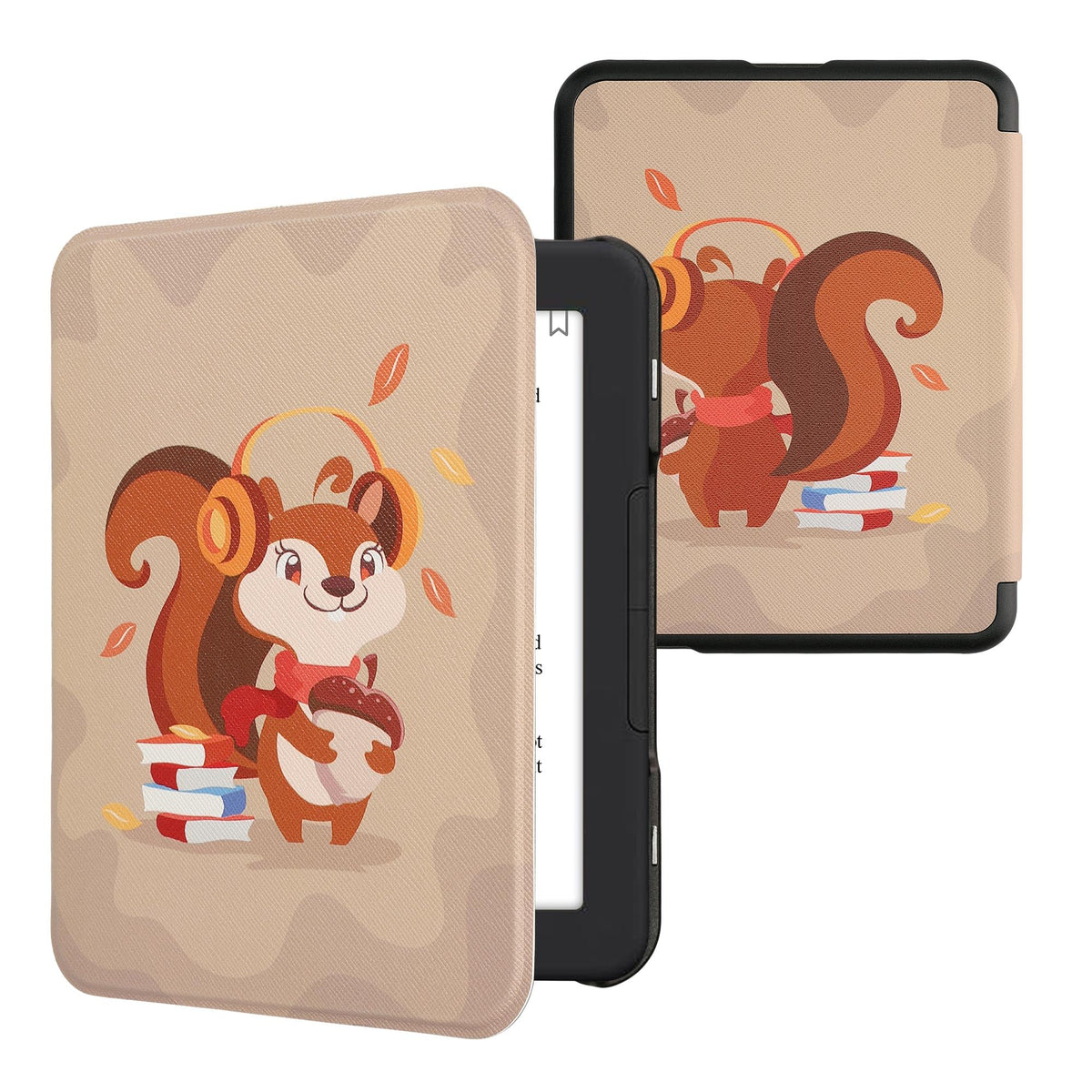 Kwmobile Case Compatible With Barnes & Noble Nook Glowlight 4 / 4E Case   Ereader Cover   Cute Squirrel Brown/Red/Beige