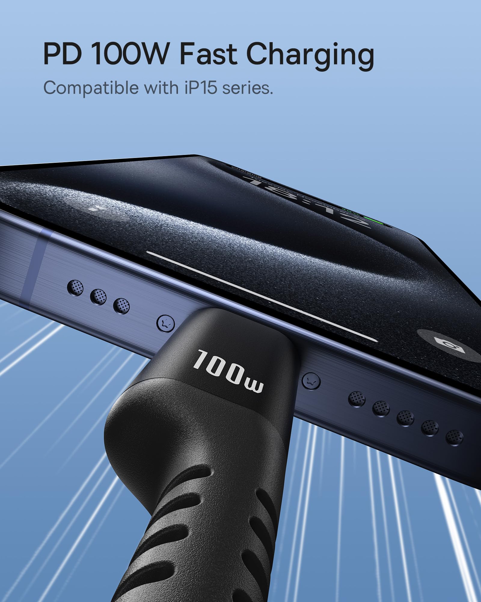 Baseus Usb C Cable For Car, Pd 100W 5A Fast Charging Usb C Carplay Cable, Coiled Usb C To Usb C Charger Cord Compatible With Iphone15/Pro/Plus/Pro Max, Samsung Galaxy S23 S22 S21, Note 20 10 (3.3Ft)