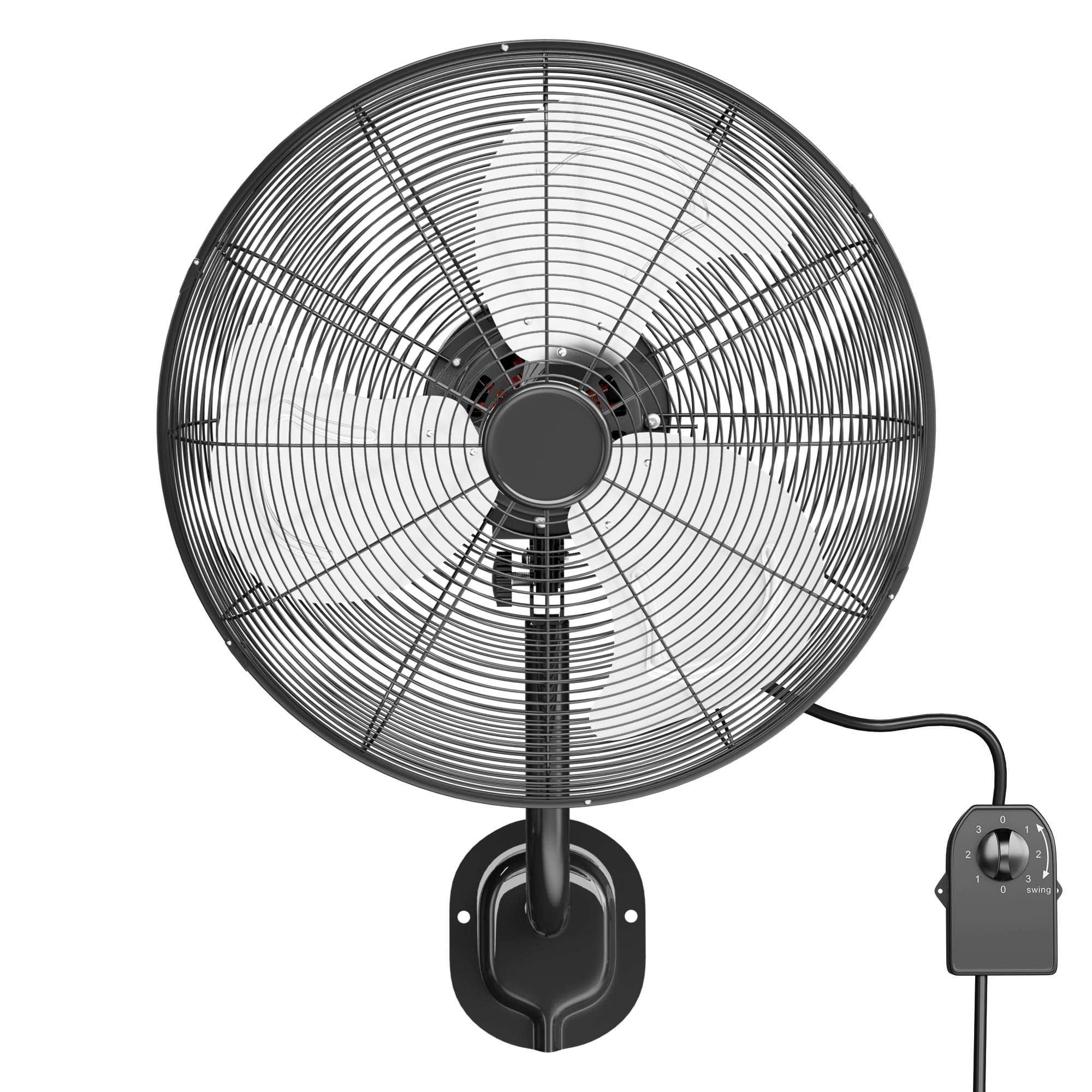 Uthfy 16 Inch High Velocity Wall Mount Oscillating Fan, Metal Industrial Fan with Wired Reomte, 6 FT Cord, 3 Speeds, Industrial