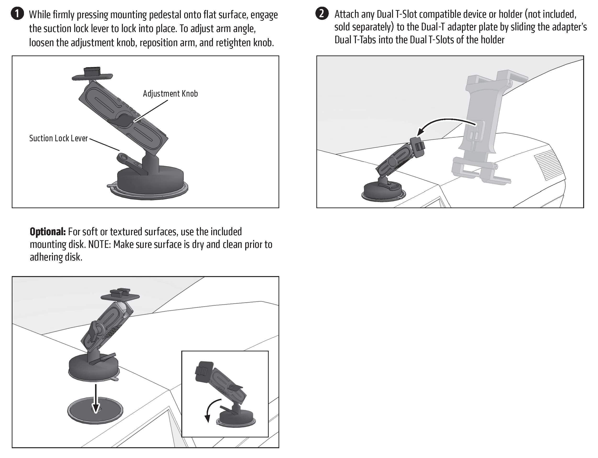 Arkon Sticky Suction Windshield Or Dash Car Mounting Pedestal For Arkon Smartphone And Tablet Holders