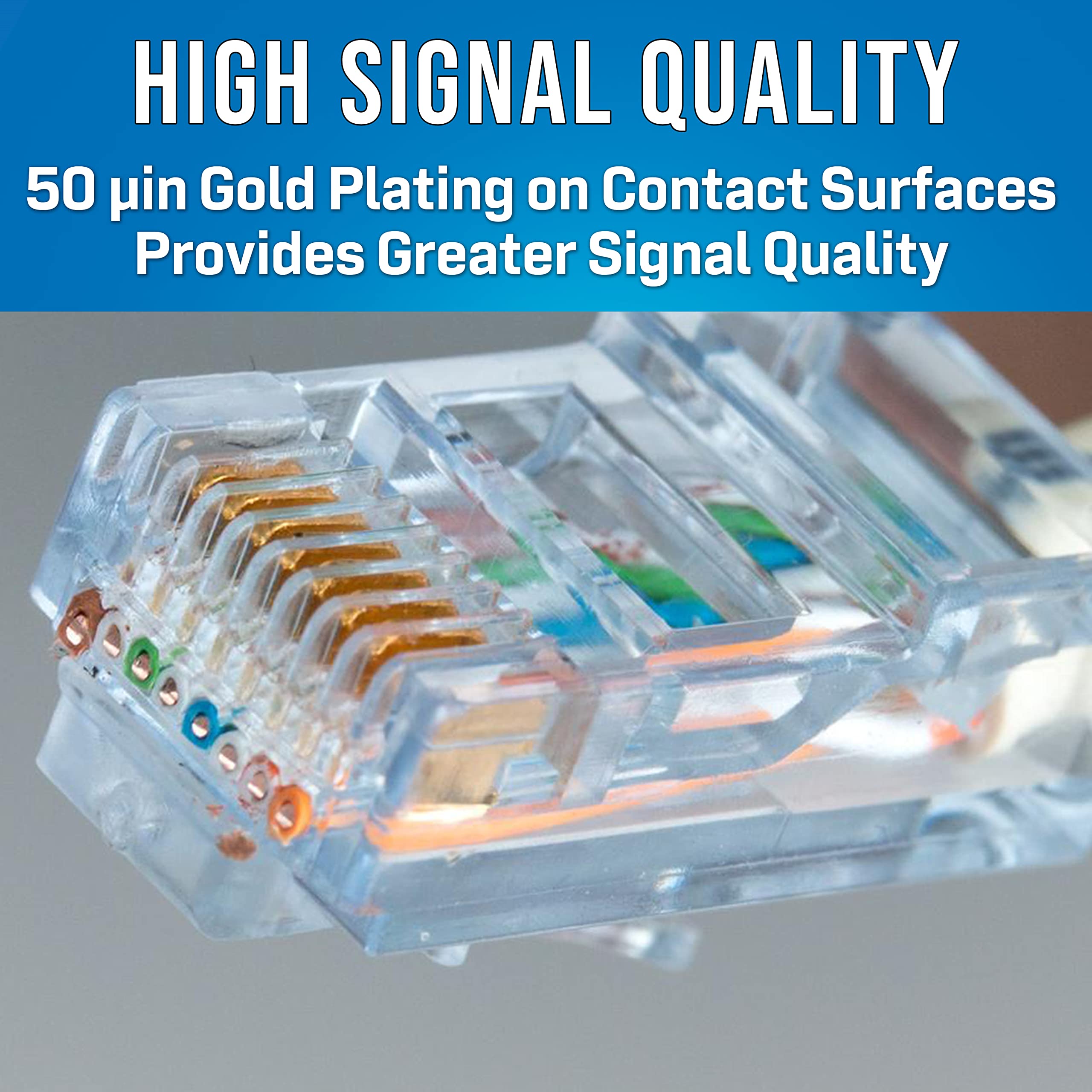 Jonard Tools Rj45-550 Cat5E Rj45 Pass-Through Connectors For Network Cables (Pack Of 50)