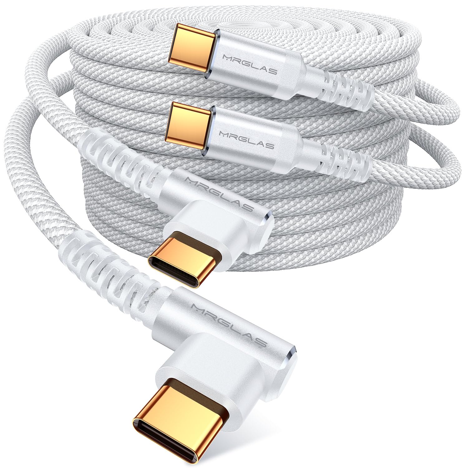 Mrglas 240W Usb C To Usb C Cable Fast Charge (2 Pack,6.6Ft), Usbc To Usbc Right Angle Cord For Iphone 16 Pro Max 15 Plus, Macboo