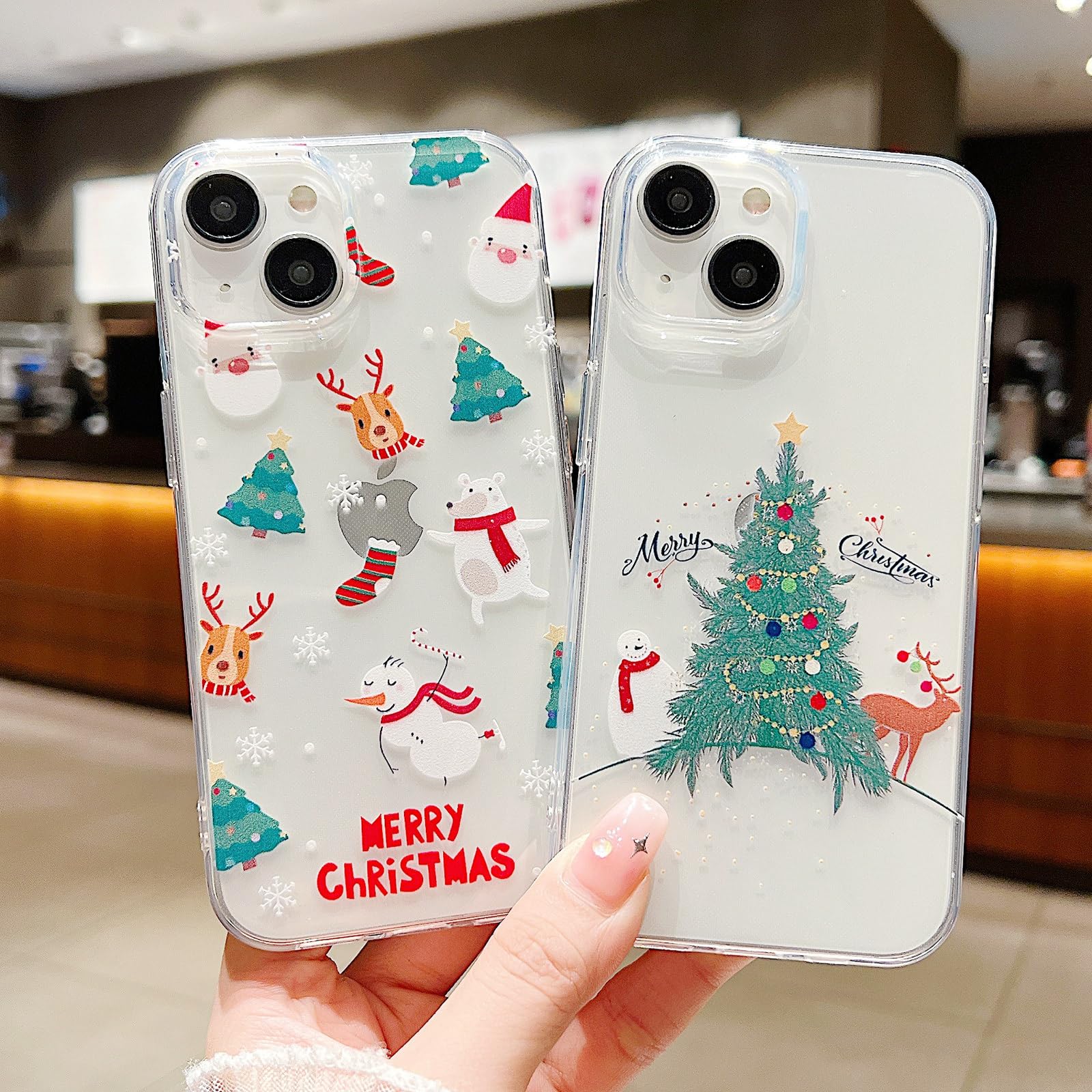 Lchulle Compatible With Iphone 15 Plus Christmas Case Xmas Santa Holiday Transparent Clear Design Women Men Kids Soft Tpu Silico