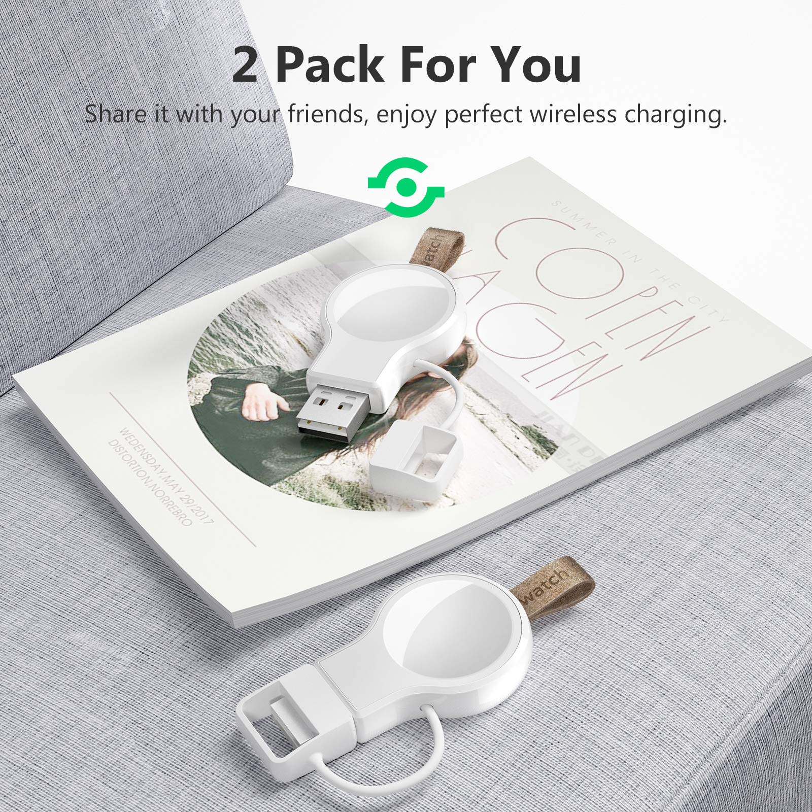 ???????? ???????????????? For Apple Watch Wireless Charger 2 Pack, Portable Iwatch Charger, Travel Cordless Charger, Magnetic Wi