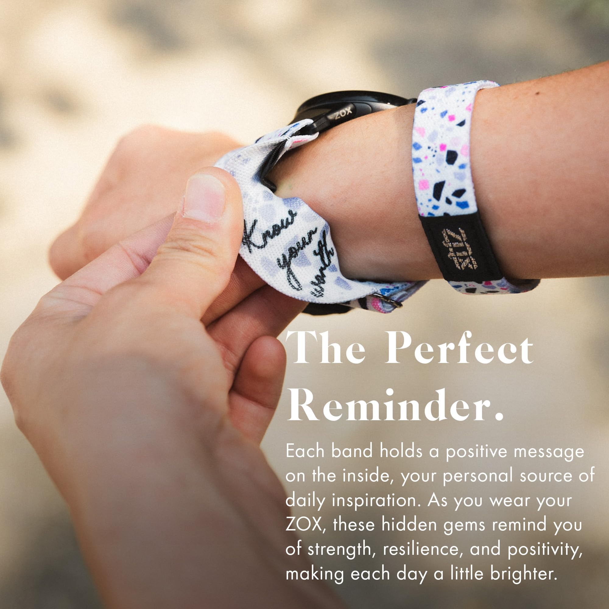 Zox Android Smart Watch Band - Know Your Worth | Soft, Adjustable Elastic Band With Motivational Affirmations And Beautiful Artw