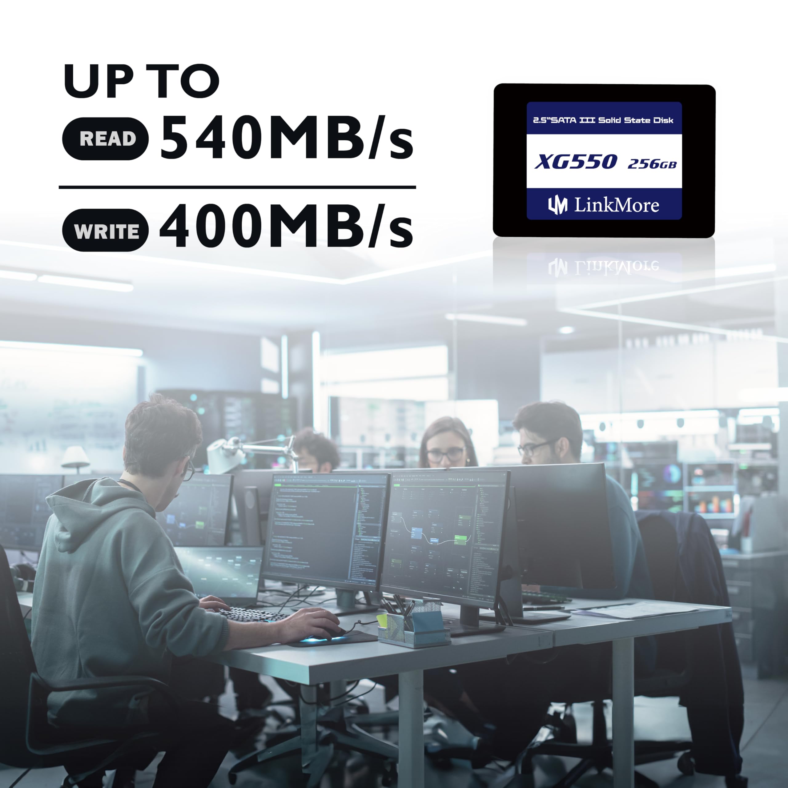 Linkmore Xg550 256Gb 2.5    Sata Iii (6Gb/S) Internal Ssd, Solid State Drive, Read Speed Up To 540Mb/S, 2.5 Inch For Laptop And