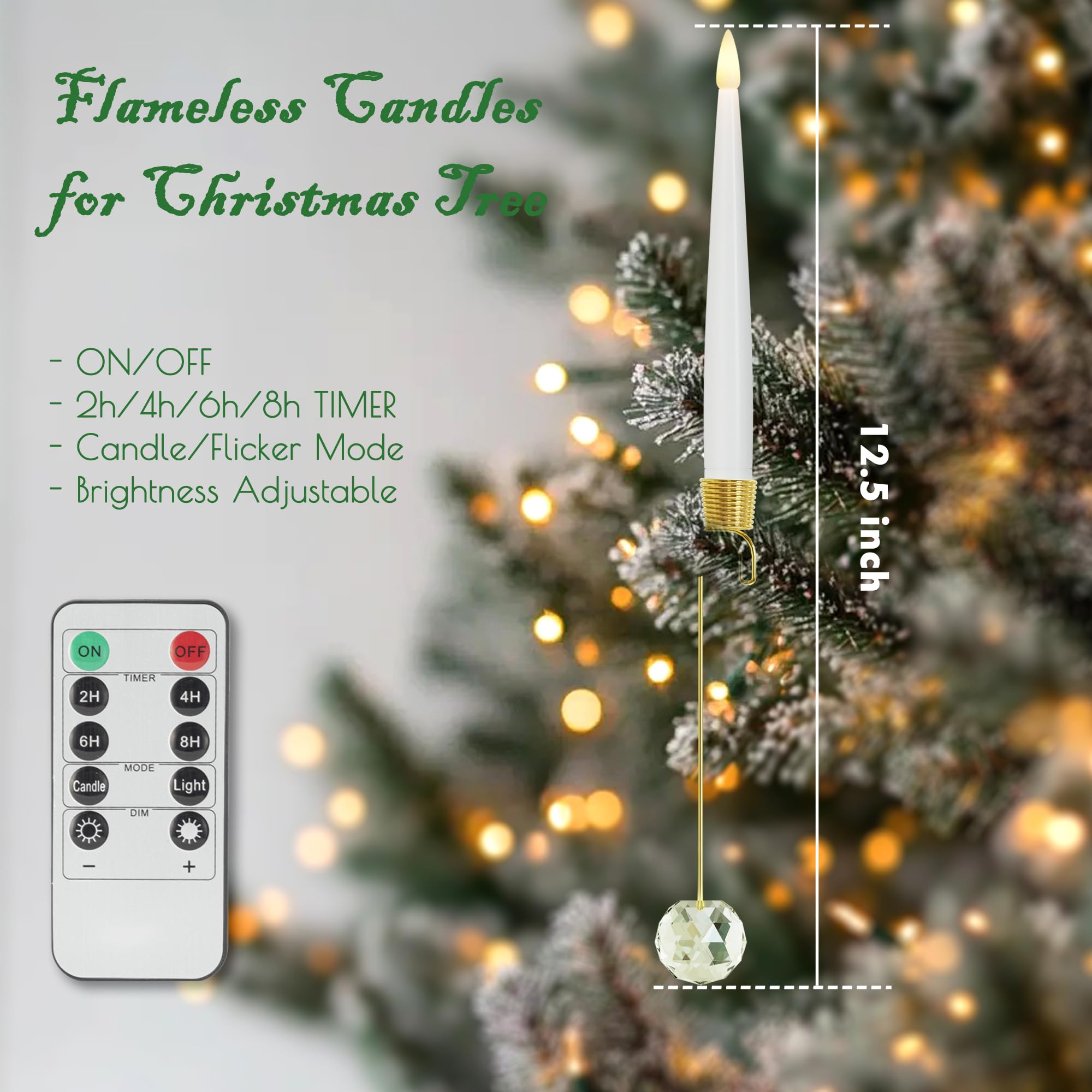 Joione Christmas Tree Candles With Remote Timer, 12 Pack Flameless Candles For Christmas Tree Flickering Led Candles For Indoor