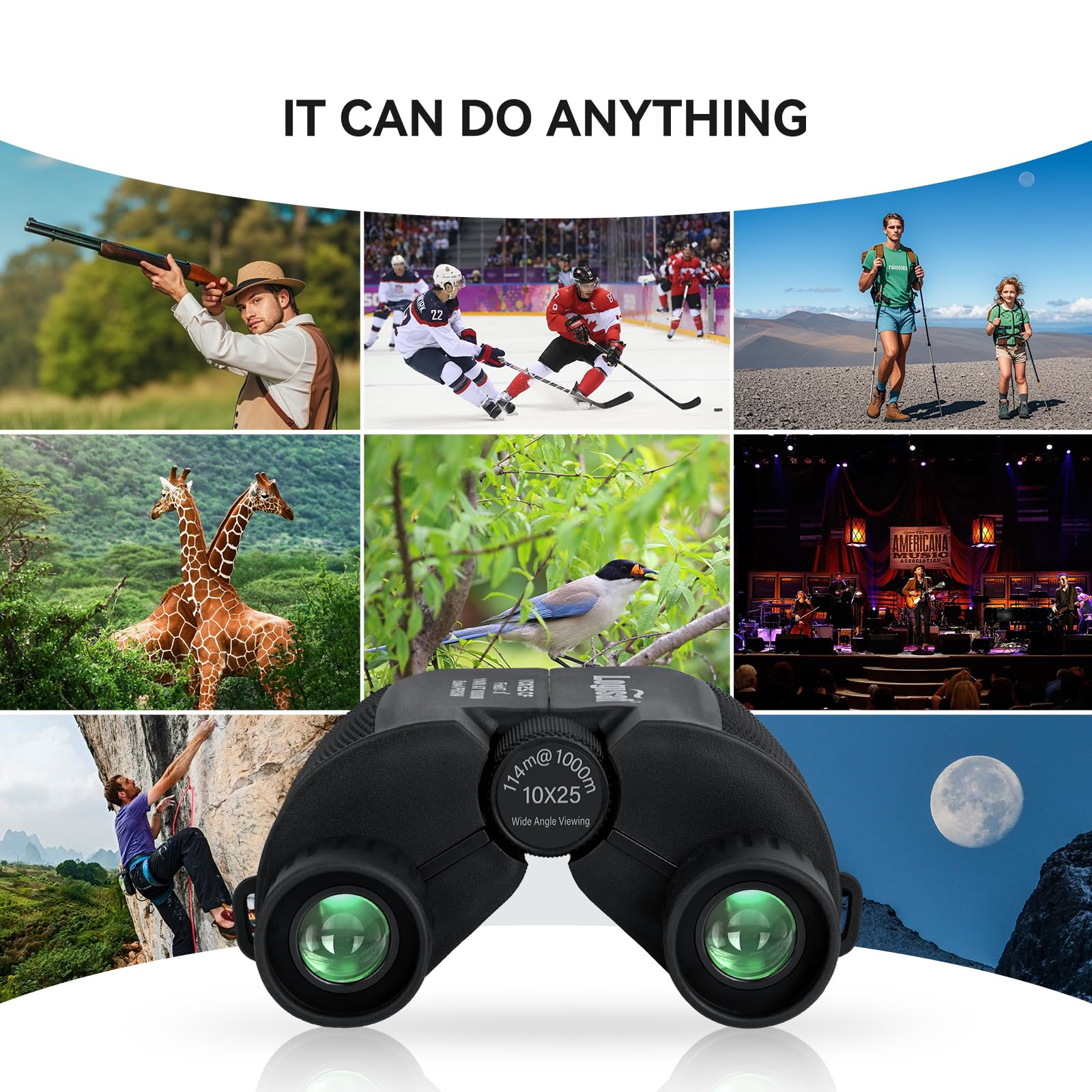 Binoculars For Adults And Kids, 10X25 Small Compact Binoculars With Low Light Vision, Easy Focus Hunting For Bird Watching, Wate