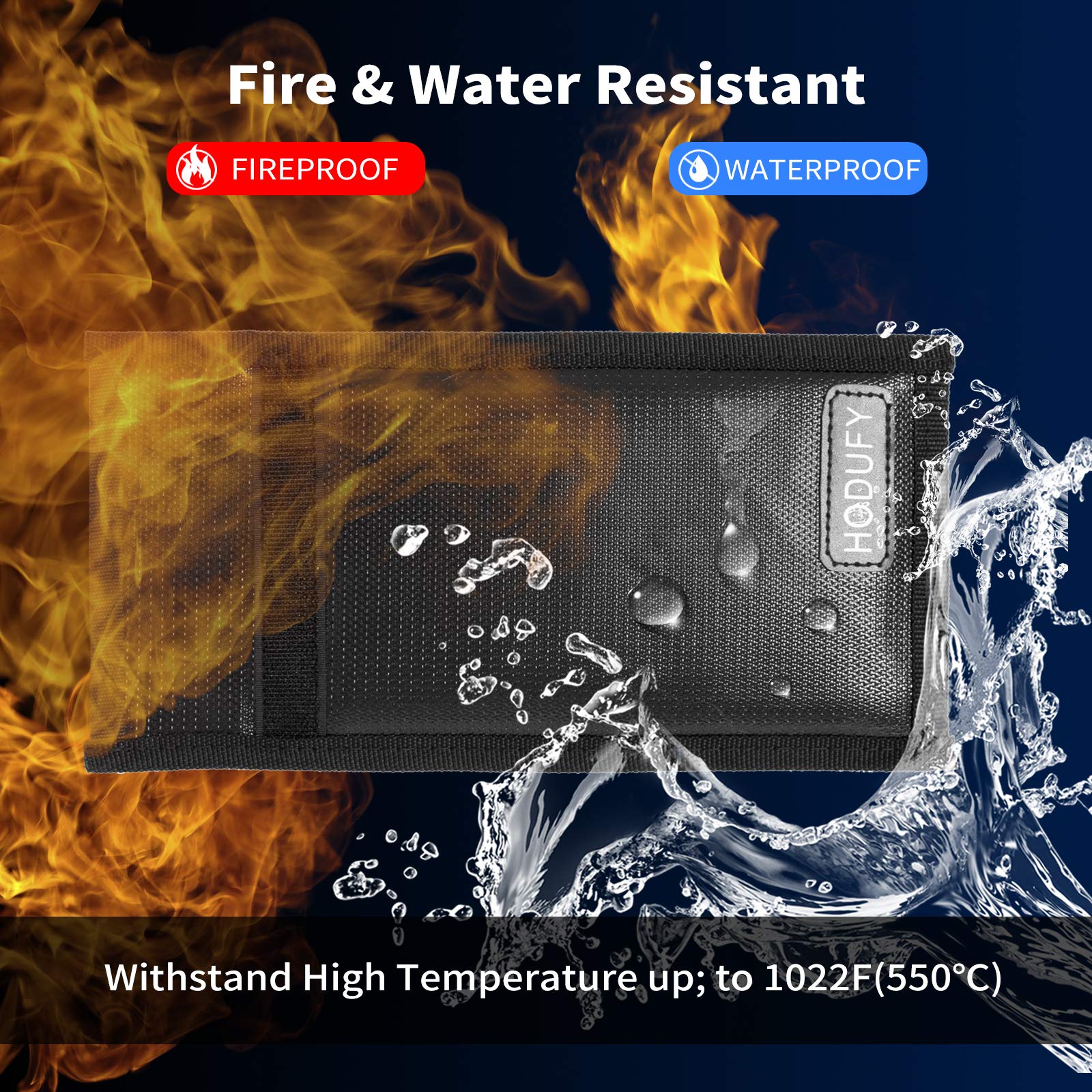 Hodufy Upgraded Faraday Bags For Key Fob (2 Pack), 7.7 X 4.7 Inches Faraday Cage Protector, Fireproof Waterproof Cell Phone Sign