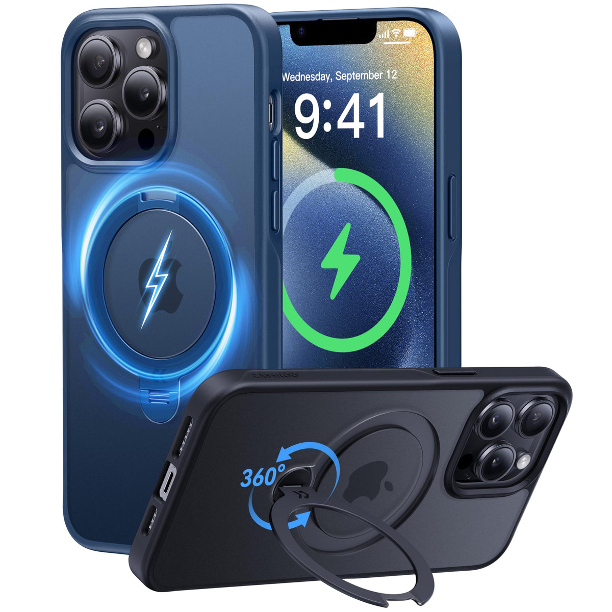 Casekoo Patented 360 Spin Magnetic Stand For Iphone 13 Pro Case [Military Drop Protection] [Compatible With Magsafe] Shockproof 