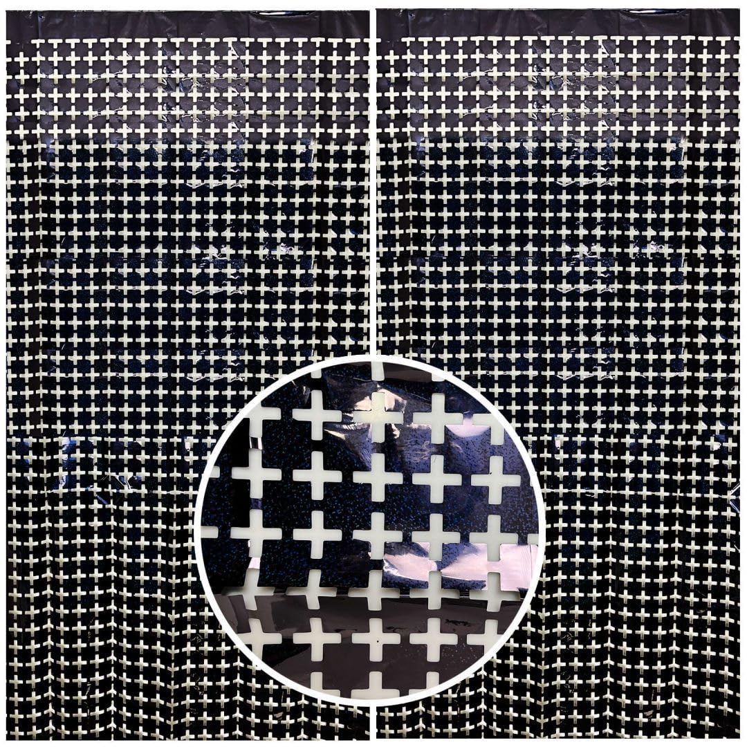 Square Tinsel Curtain Party Backdrop   2Pcs Glitter Foil Fringe Curtain Party Decor Black Photo Booth Backdrop Streamers For Hal