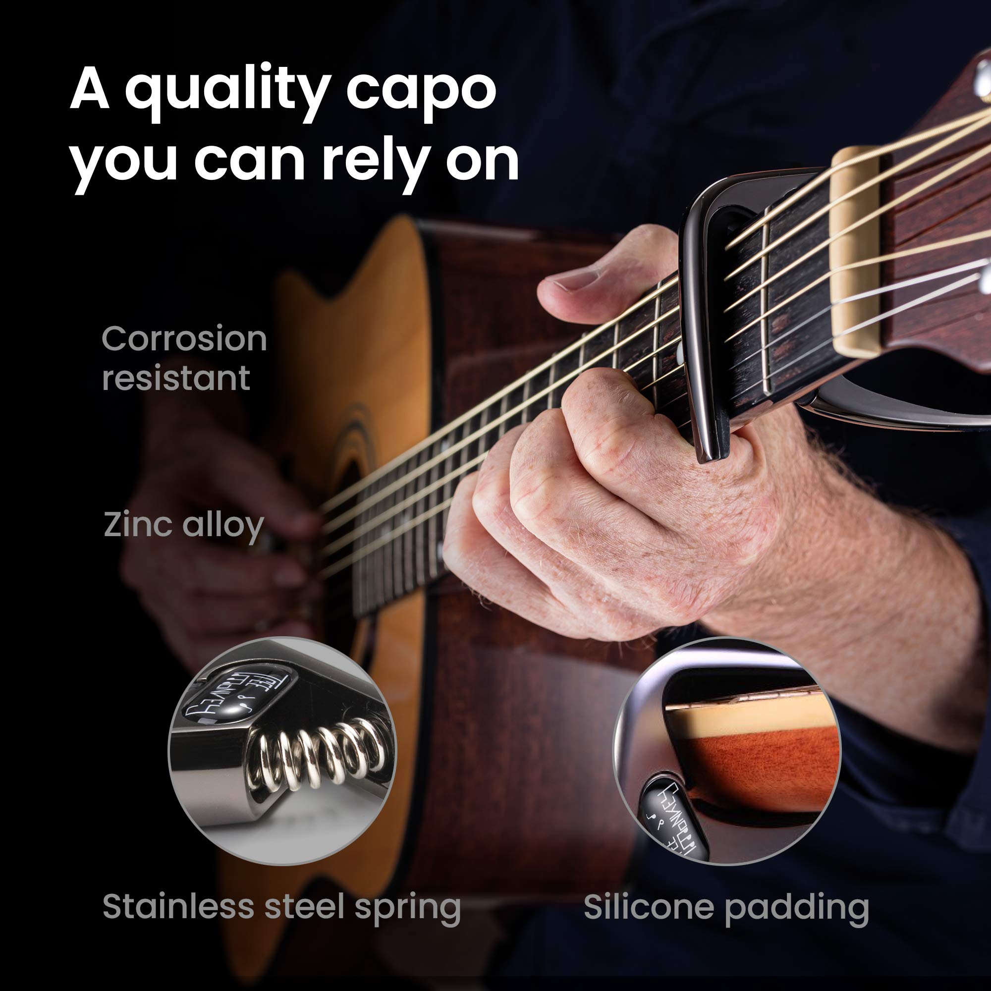 Guitar Capo For Performance & Style - A Capo For Acoustic Guitar - No Fret Buzz - Durable, Stylish Kapo That Is Built To Last
