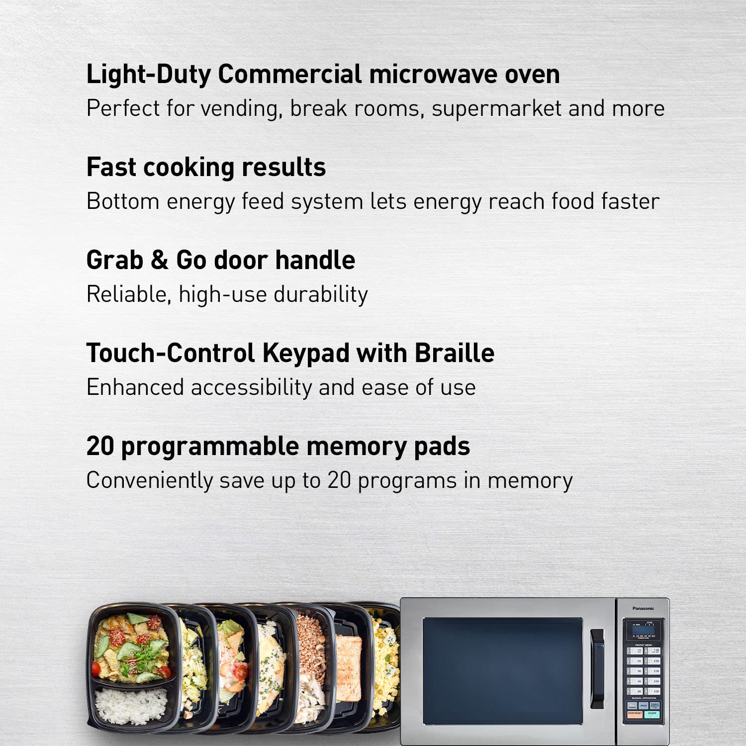 Panasonic Consumer Ne1054F 1000 Watt Commercial Microwave Oven With 10 Programmable Memory, Stainless