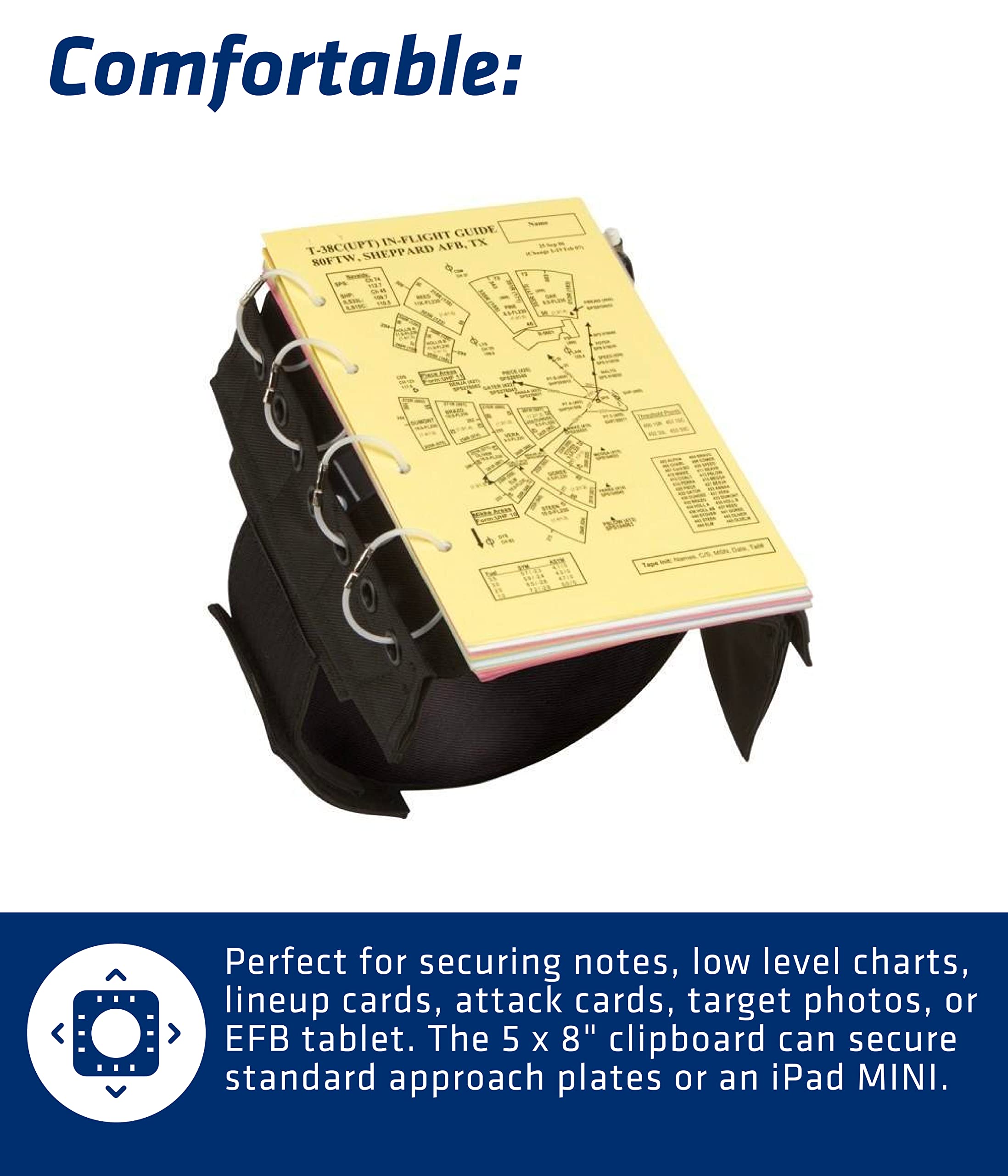 Flyboys   Classic Kneeboard   For Professional Pilots   Durable Design   Clipboard, Tablet & Pen Holder   Flexible & Comfortable   Aviation & Flight Gear   Versatile For Checklists & More   Black