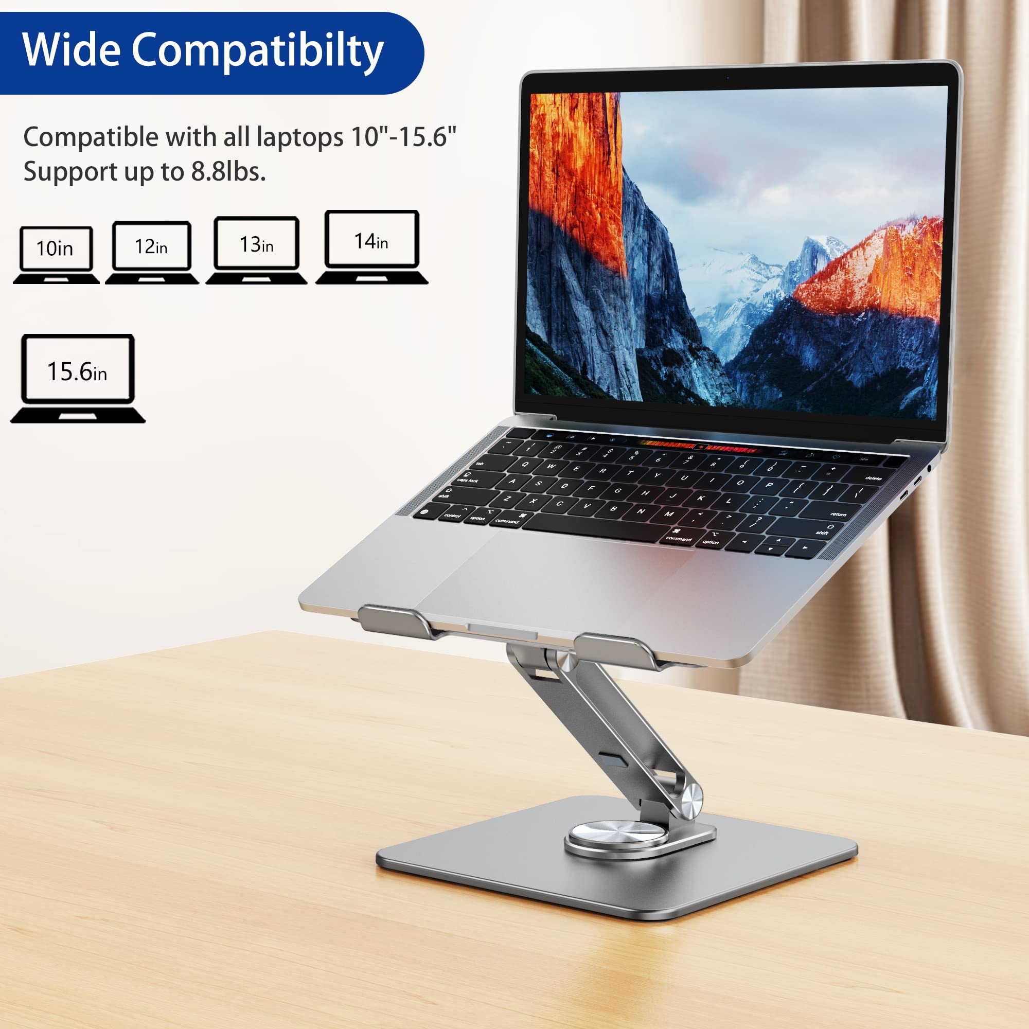 Besign Lsx7 Laptop Stand With 360 Rotating Base, Ergonomic Adjustable Notebook Stand, Riser Holder Computer Stand Compatible Wit