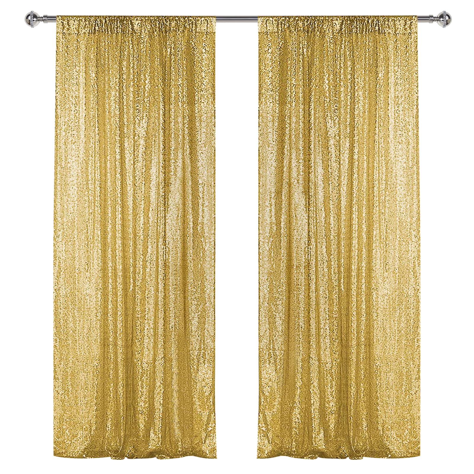 Sugargirl Gold Sequin Backdrop Curtain 2 Panels 2Ftx8Ft Glitter Gold Background Drapes Sparkle Photography Backdrop For Party We