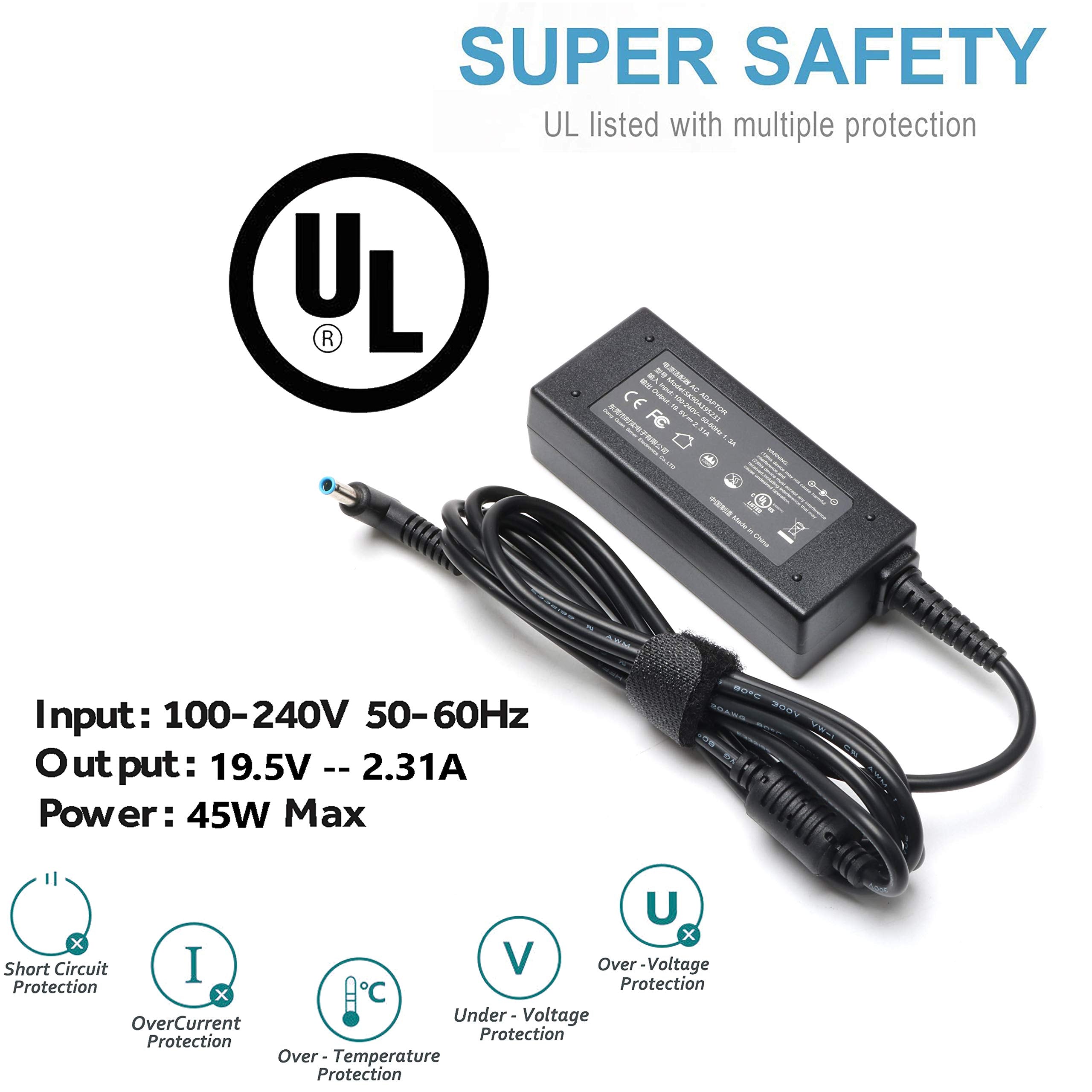 45W Ul Listed Charger For Hp Laptop Model 14 Dk 14 Dq 14 Df 14 Dh 14 Ds 14 Fq:14 Df0023Cl Df0018Wm 14 Dk0731Ms Dk1025Wm Dk0002Dx