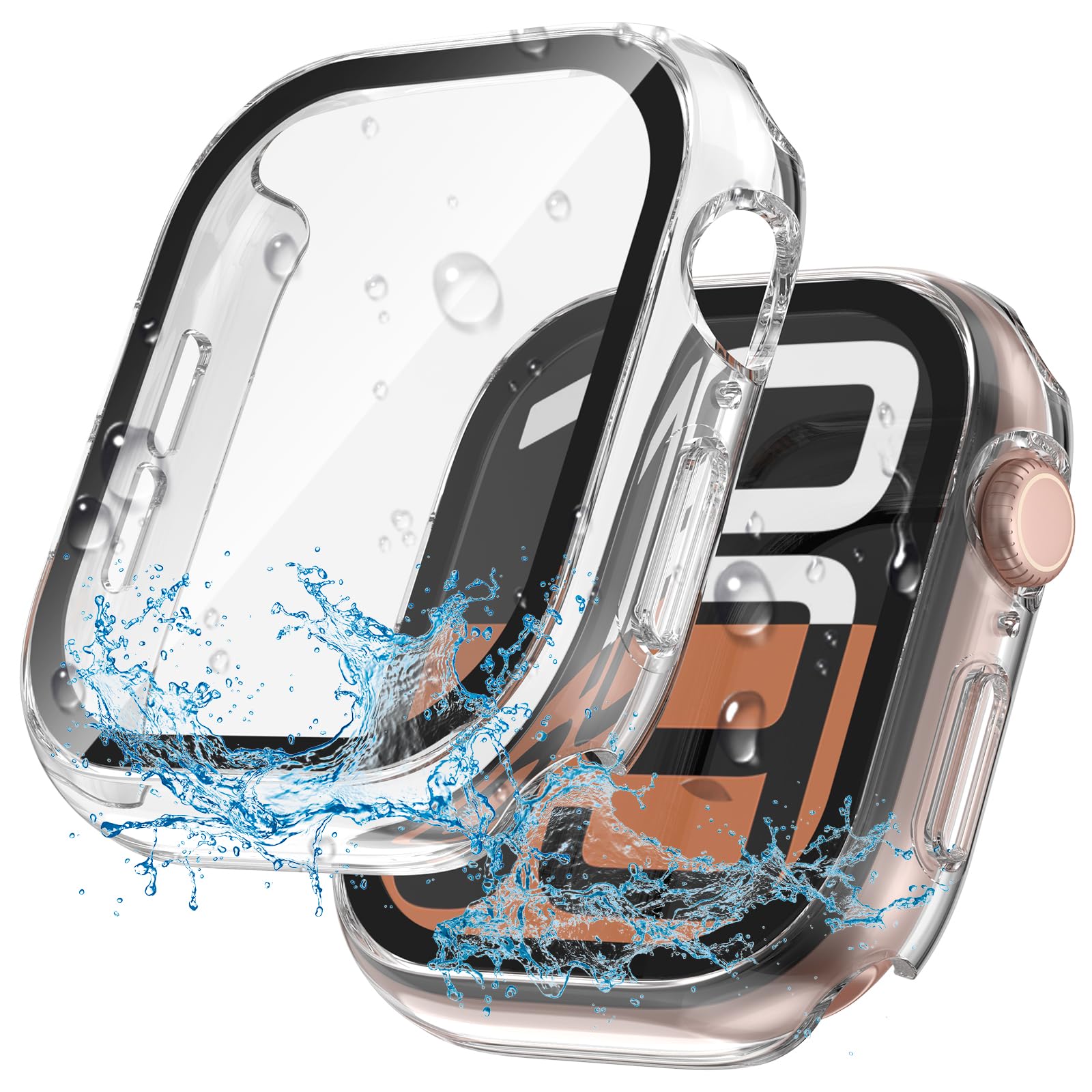 YIJDACASE 2 in 1 Waterproof Case for Apple Watch Screen Protector SE SE 2 SE 3(2025) Series 4 5 6 44mm Built-in Tempered Glass [