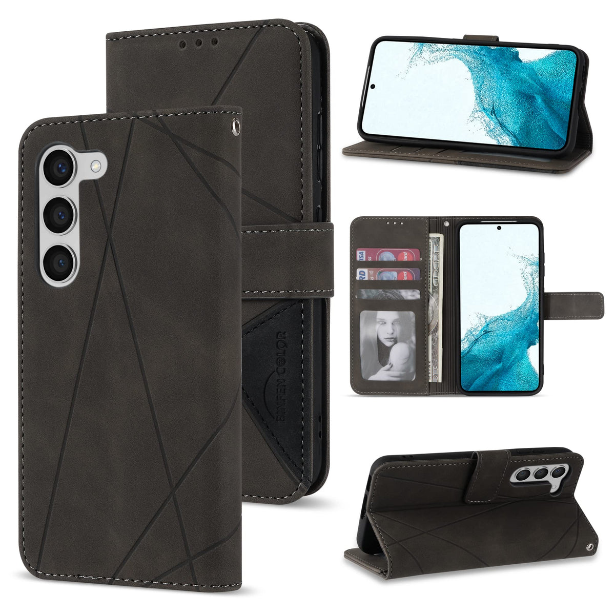 Neiye Compatible With Samsung Galaxy S23 Plus Wallet Case With Rfid Blocking Card Slots Magnetic Closure Flip Splicing Pu Leathe