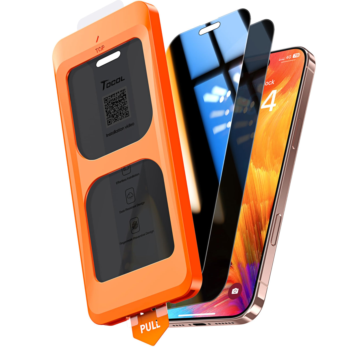 Tocol For Iphone 16 Pro Max Privacy Screen Protector [True 25Anti Spy], [9H+ Hardness] Tempered Glass For Iphone 16 Pro Max Full