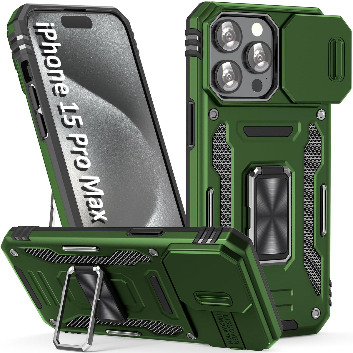 Sefing Case For Iphone 15 Pro Max Phone Case Iphone 15 Pro Max Case With Kickstand Ring Holder, With Camera Cover, With Magnetic