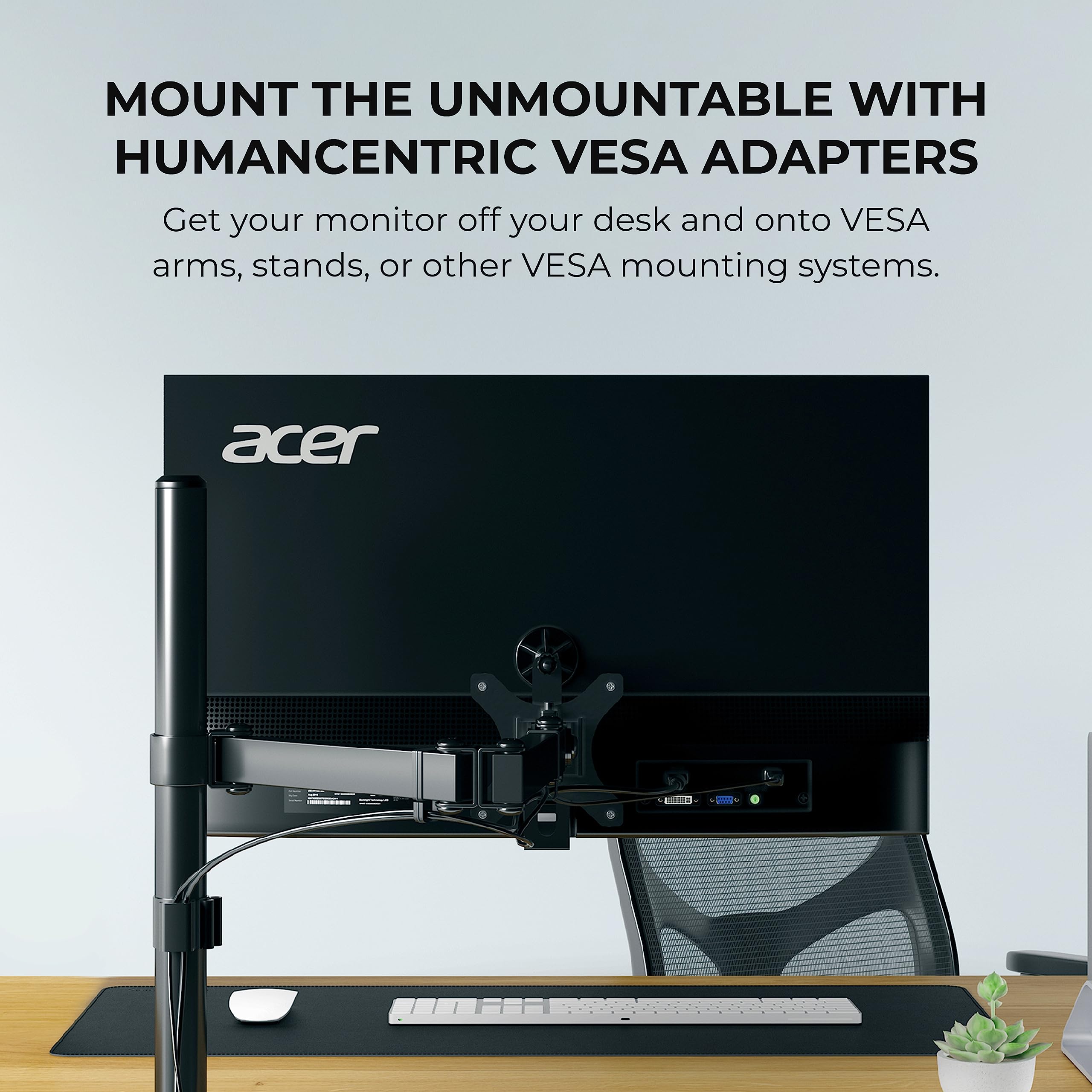 Humancentric Vesa Mount Adapter Bracket, Vesa Adapter Compatible With Acer Monitor R240Hy Bidx, R221Q, R271, Sb220Q, R241Y, Rt240Y, Rt270, Sa220Q, Sa230 Bi, Sa240Y, Sa270 Bbix, Sb230, Sb240Y