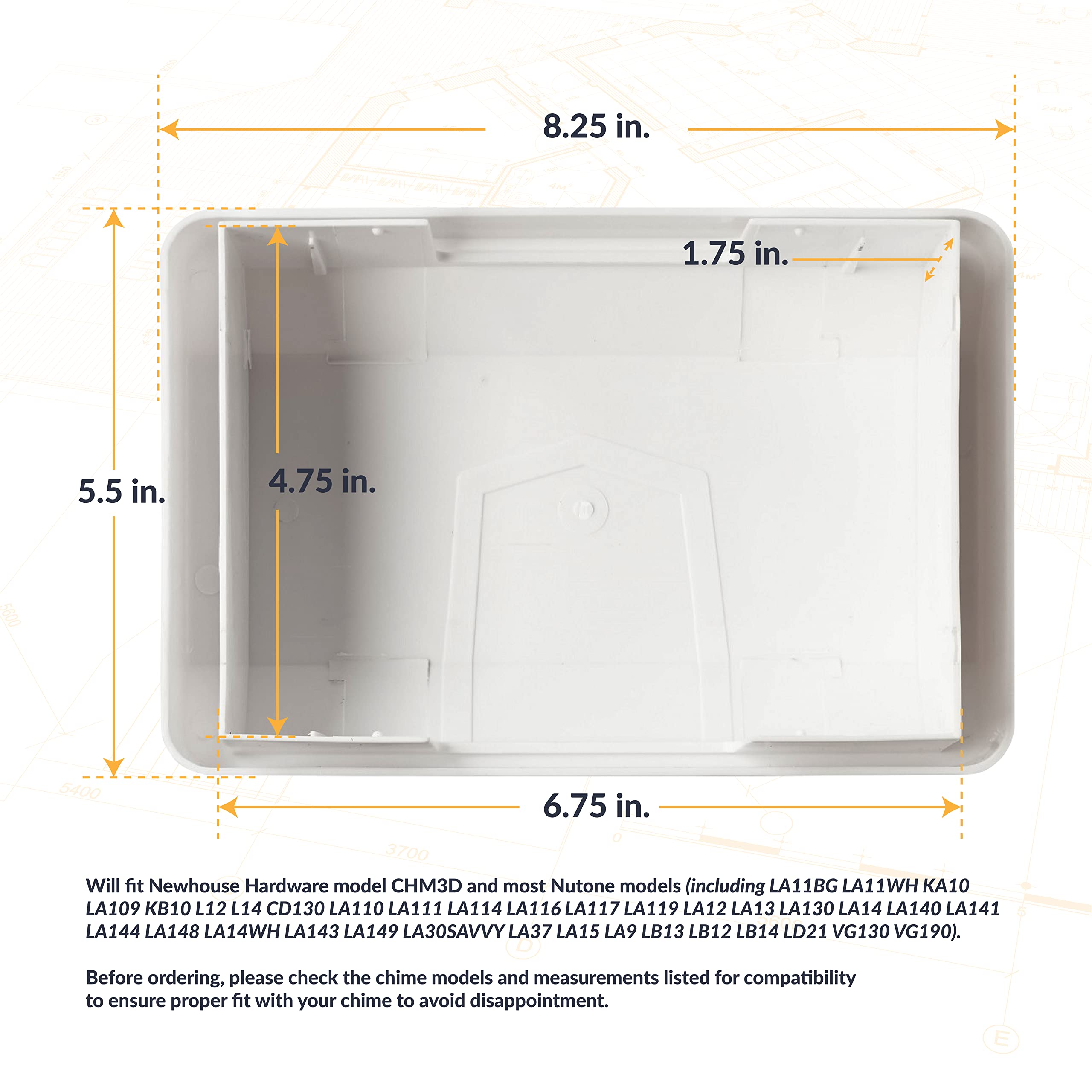 Newhouse Hardware Chm3Dcover Door Chime Cover Only, Fits Most Nutone Models, White