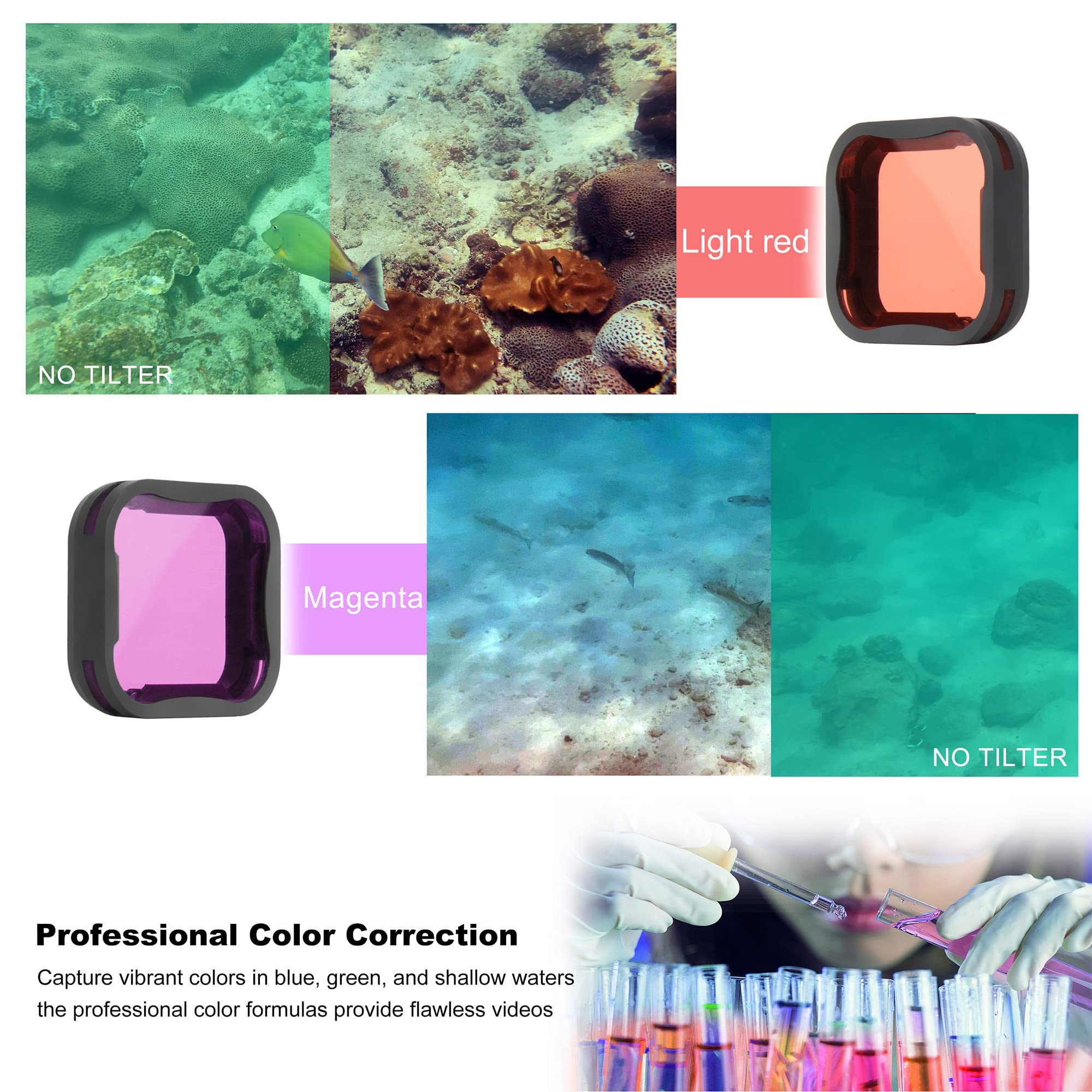 Gepuly 6 Pack Camera Lens Filter Set For Gopro Hero7 6 5 Black 2018,3Nd Filters(Nd8/Nd16/Nd32),Cpl Filter, Light Red/Magenta Fil