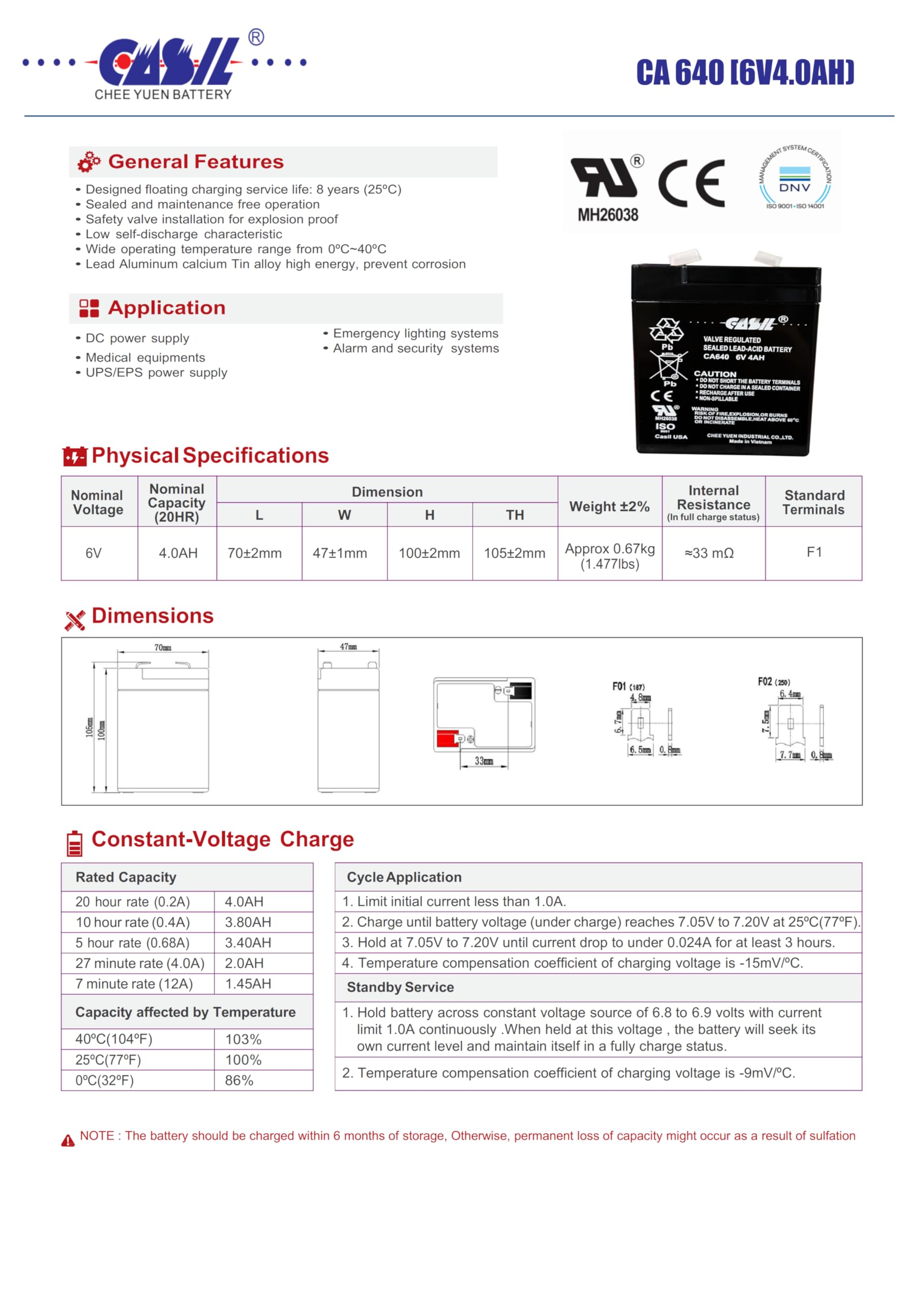 Casil Ca640 6V 4Ah Ups Battery For Lithonia Elb06042 (2)