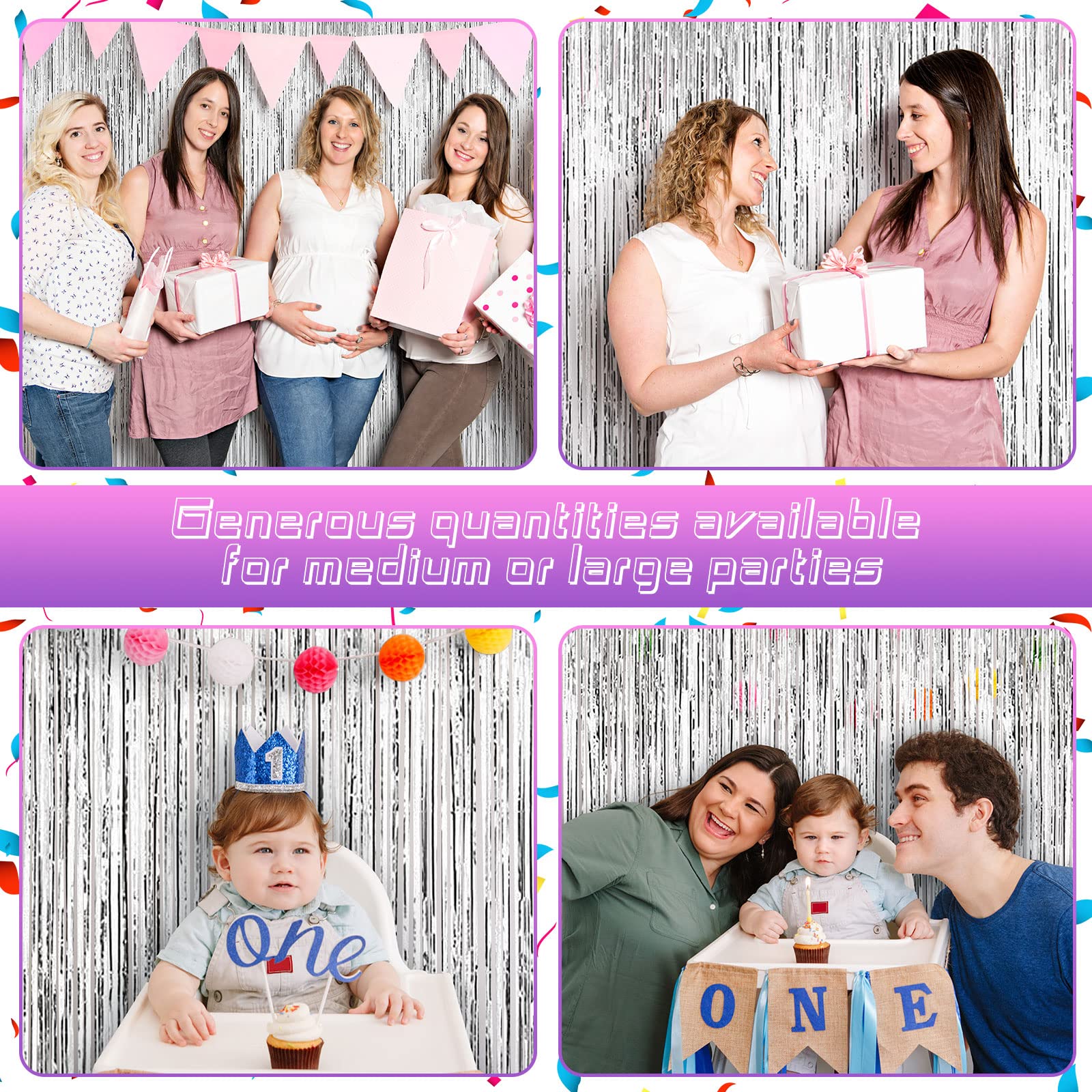 20 Pcs Foil Curtains Fringe Curtains 3.28 X 8.2 Ft Metallic Tinsel Backdrop Curtains For Party Photo Backdrop Wedding Birthday P