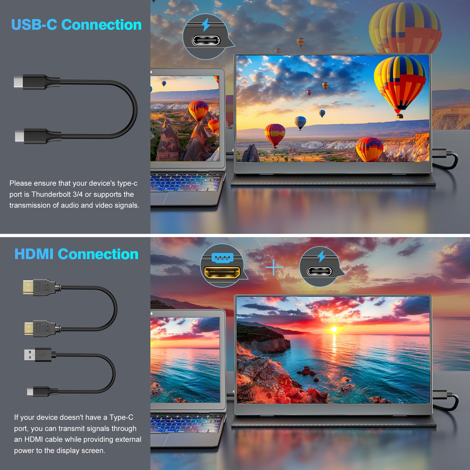 18.5 Inch Portable Monitor For Laptop, Fhd 1080P 100% Srgb Travel Monitor For Laptop, Portable Computer Ips Display W/Vesa, Exte