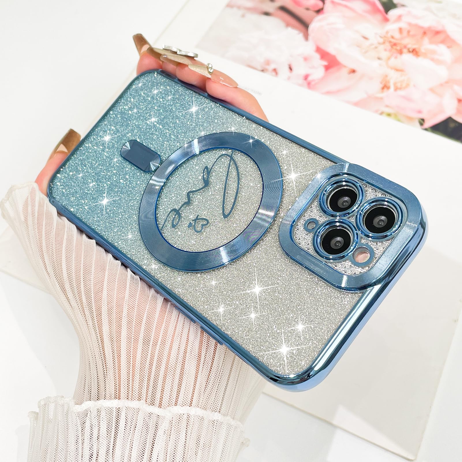 Fiyart Designed For Iphone 11 Pro Case,Compatible With Magsafe Love Heart Plating Camera Protection Clear Phone Case, Magnetic G