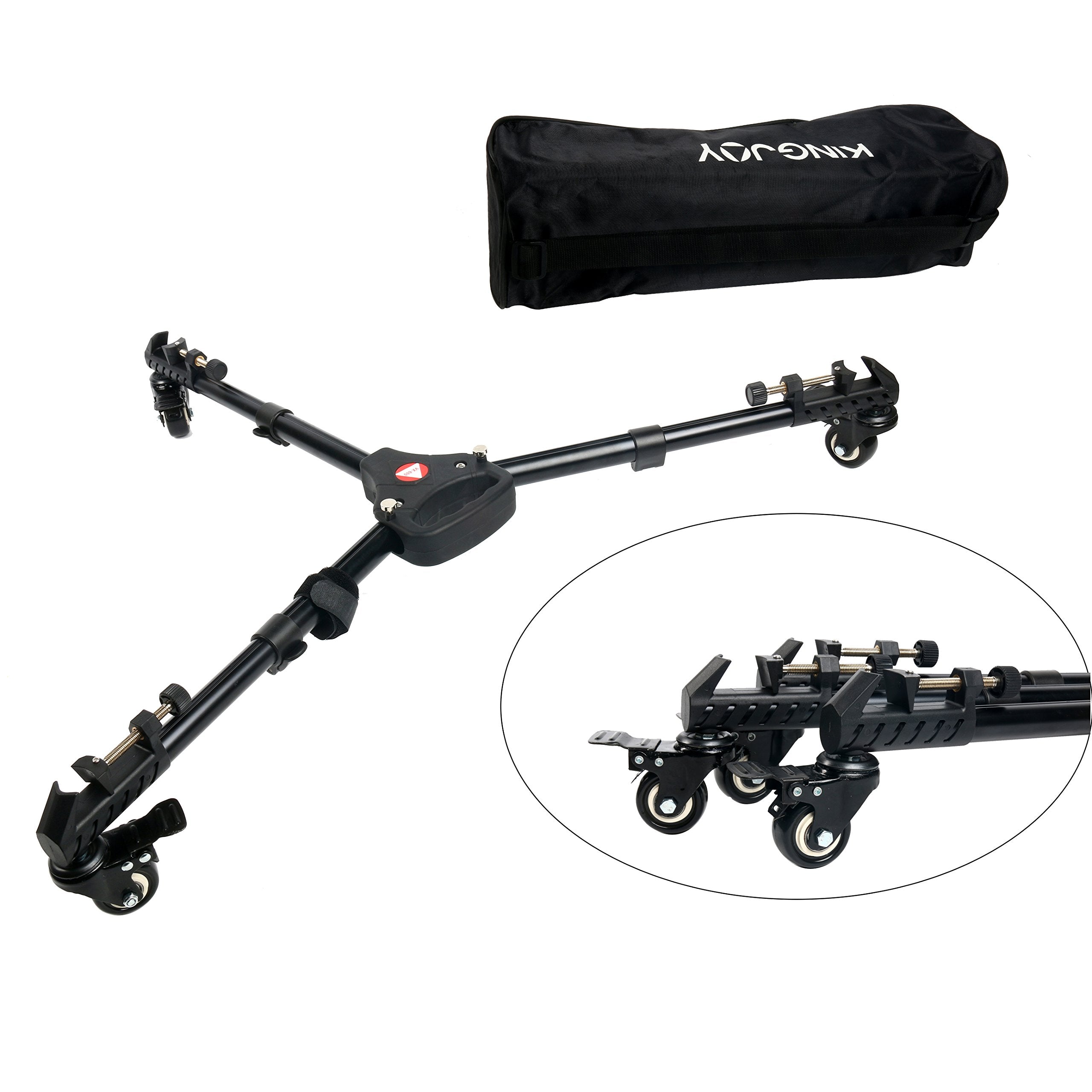 Yaeccc Kingjoy Vx 600 Photography Heavy Duty Tripod Dolly Wheels Adjustable Leg Mounts Compatible With Canon Nikon Sony Dslr Camera Camcorder Photo Video