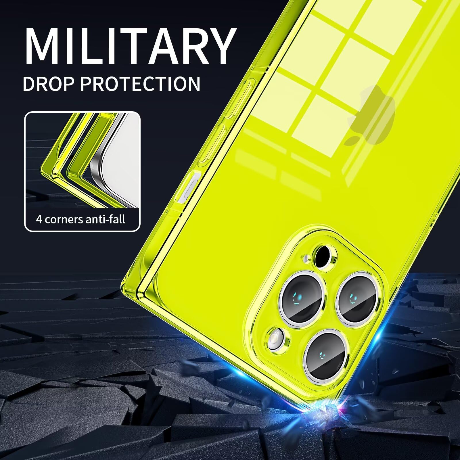 Tzomsze For Iphone 14 Pro Max Case Square,Clear Cute Cases With Full Camera Protection & Reinforced Corners Tpu Cushion,Slim Sil