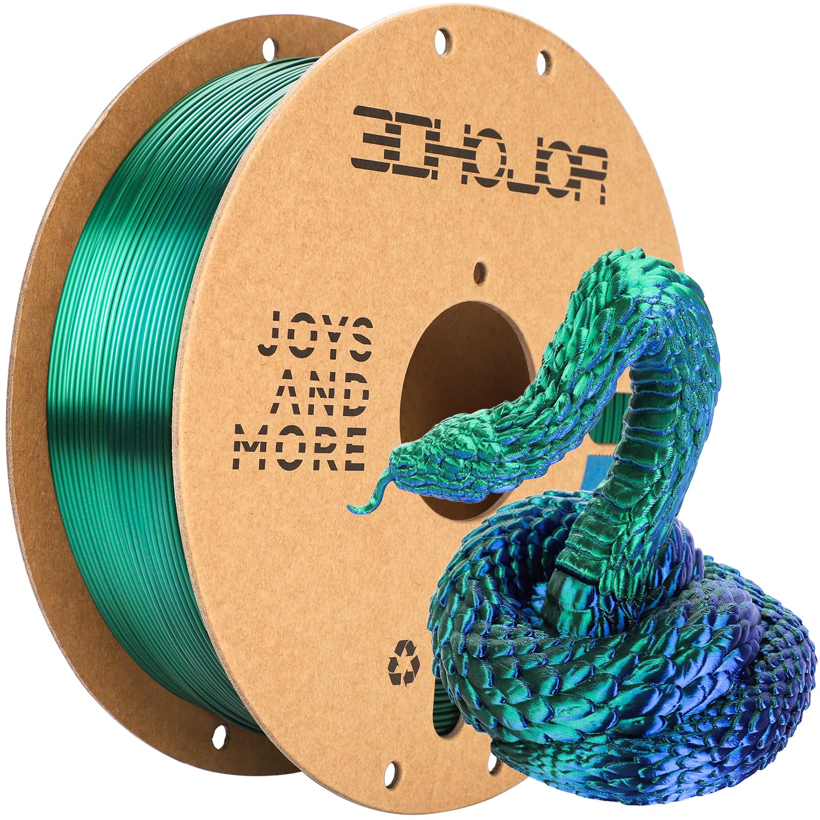 3DHoJor Silk PLA Filament 1.75mm Blue Green Dual Color PLA 3D Printer Filament 2 in 1 Coextrusion 1KG Spool(2.2lbs) 3D Printing 