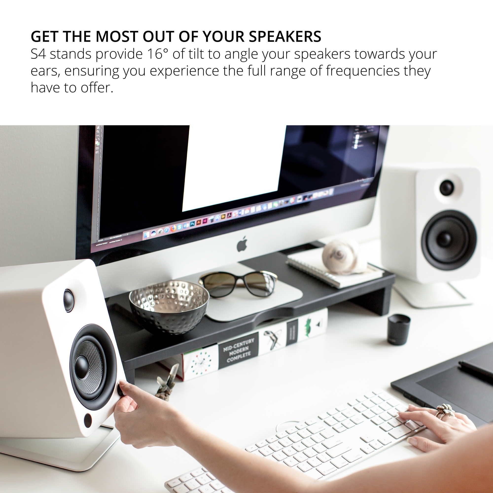 Kanto S4W Desktop Speaker Stands Midsize White