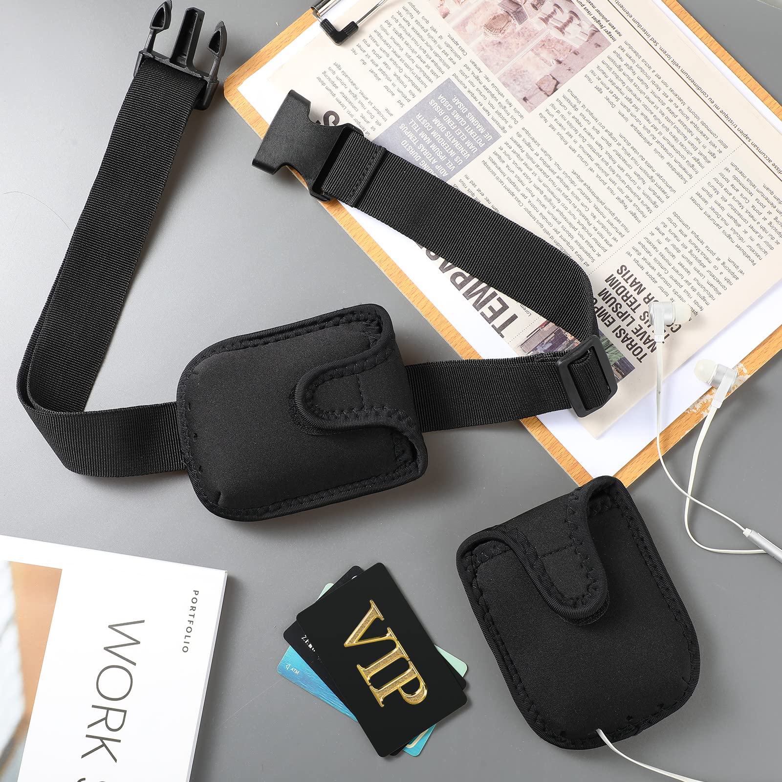 Mic Belt With 2 Pack Pouches Anti Dropping Strap Fitness Instructor Detachable Neoprene Microphone Transmitter Carrier Pouch Adj