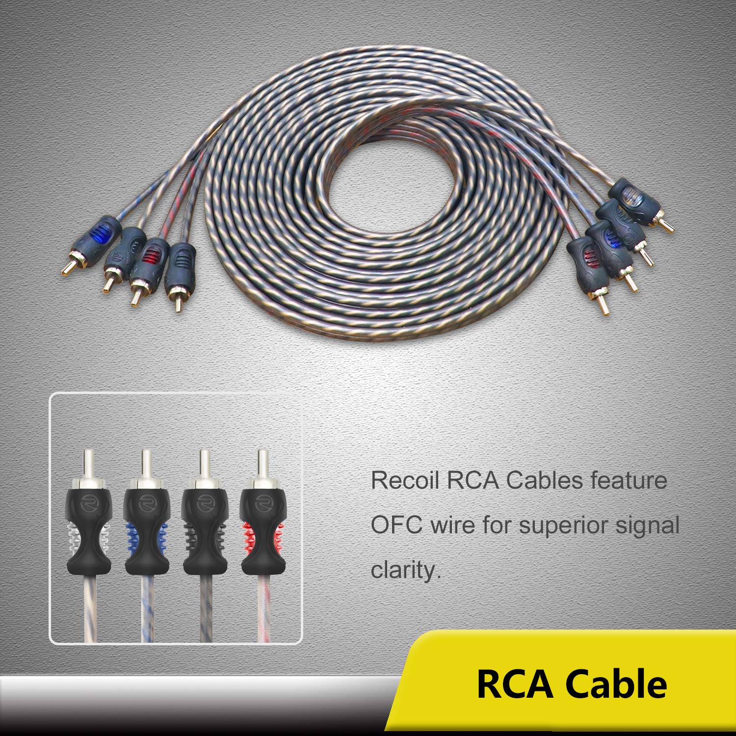 Recoil Rck44 True 4 Gauge Complete 4 Channel Cca Amplifier Wiring Kits With Ofc Rca Cable